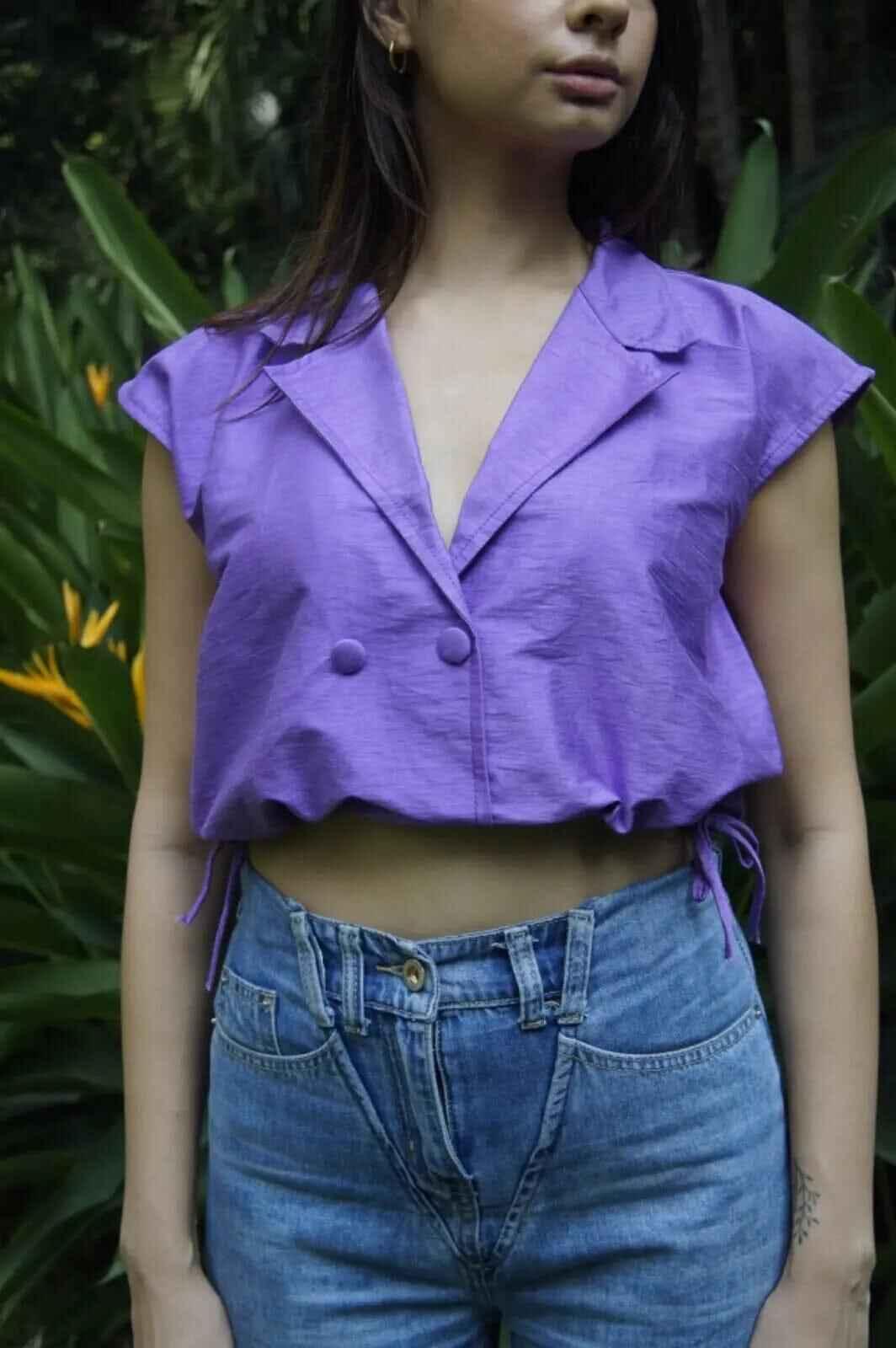 Handwoven Mulberry Silk Drawstring Parachute Top