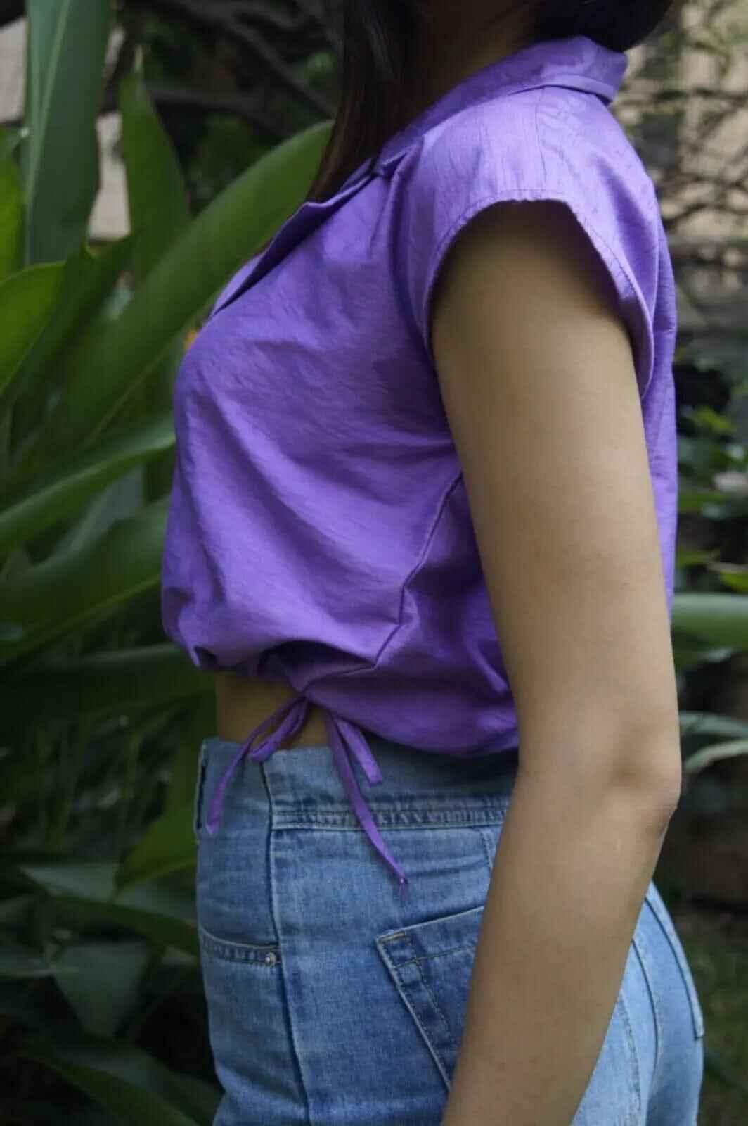 Handwoven Mulberry Silk Drawstring Parachute Top