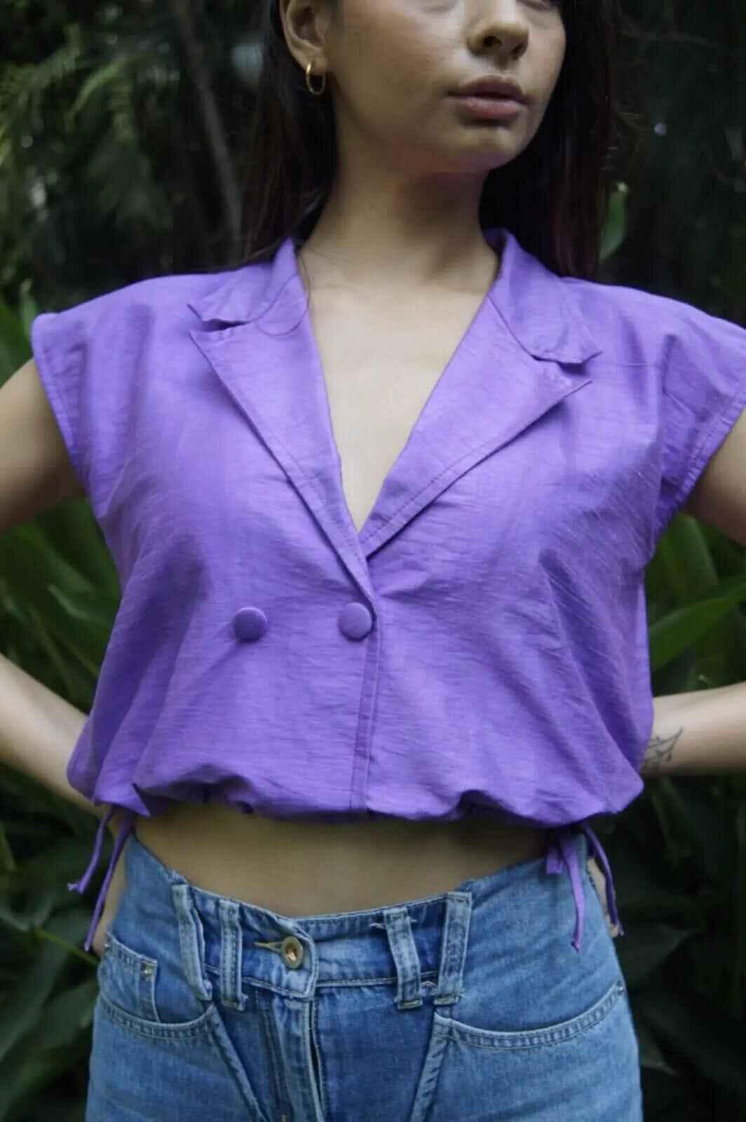 Handwoven Mulberry Silk Drawstring Parachute Top