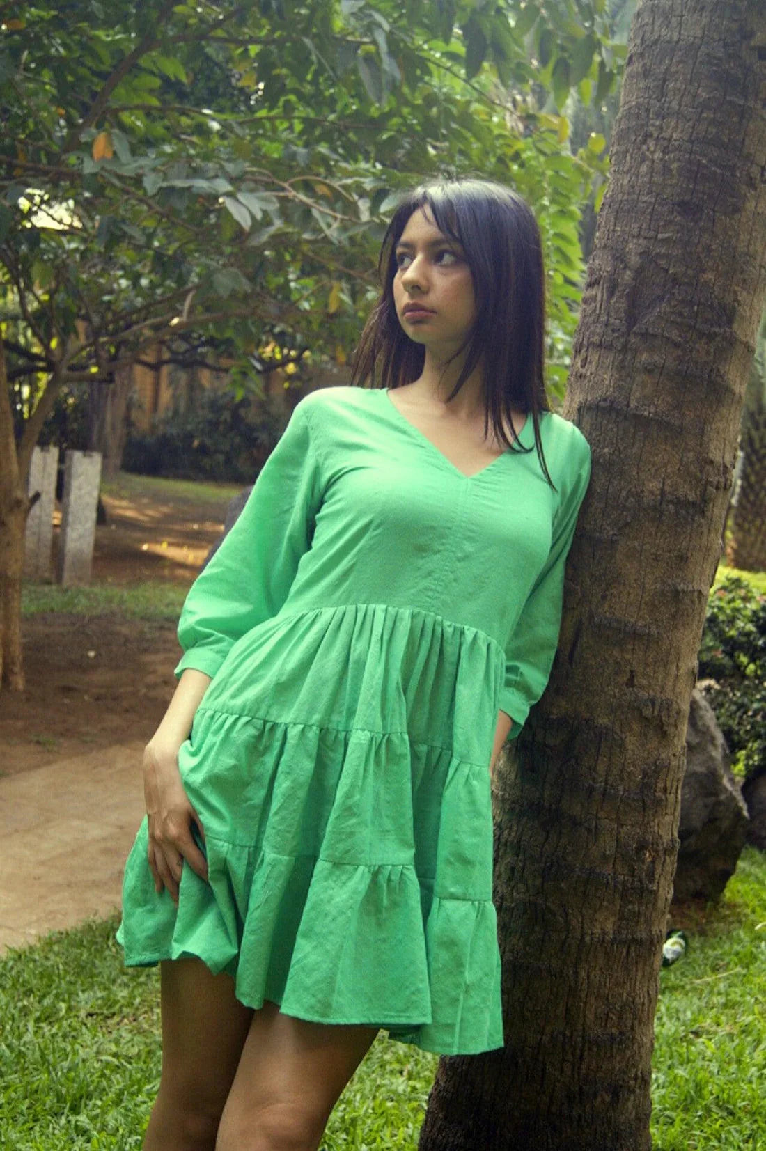 Handwoven Parakeet Drop Hem Dress