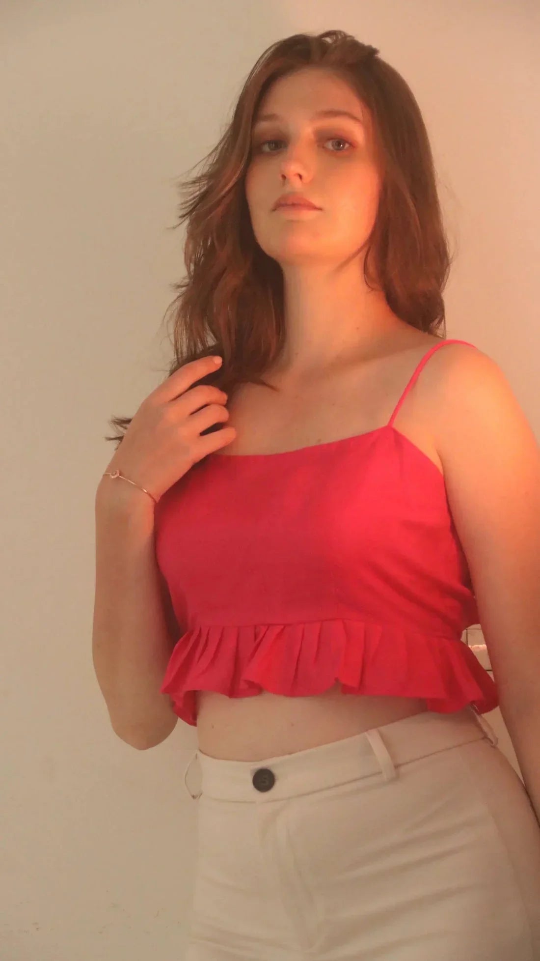 Handwoven Raw Silk Frill Crop Top