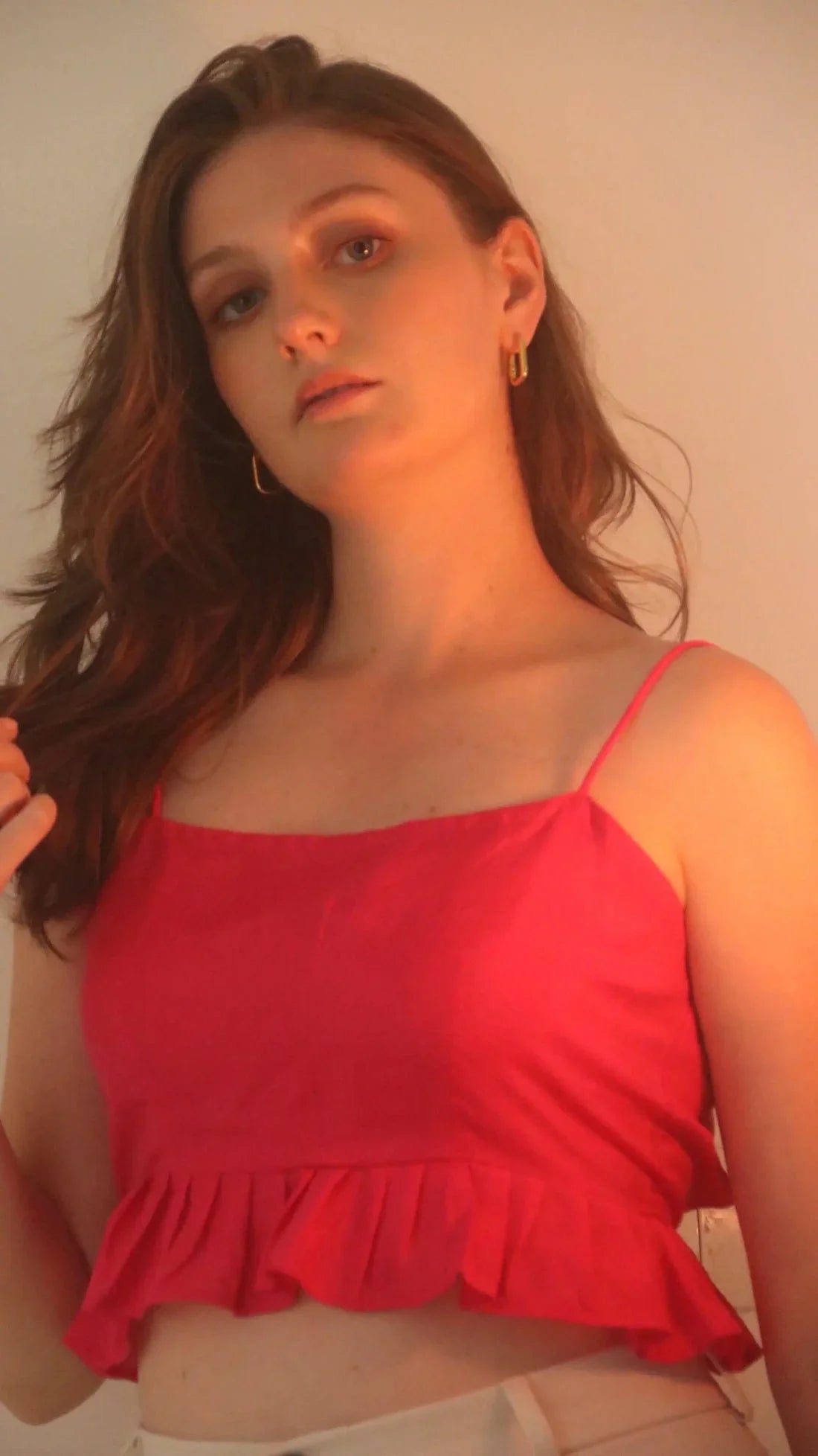 Handwoven Raw Silk Frill Crop Top