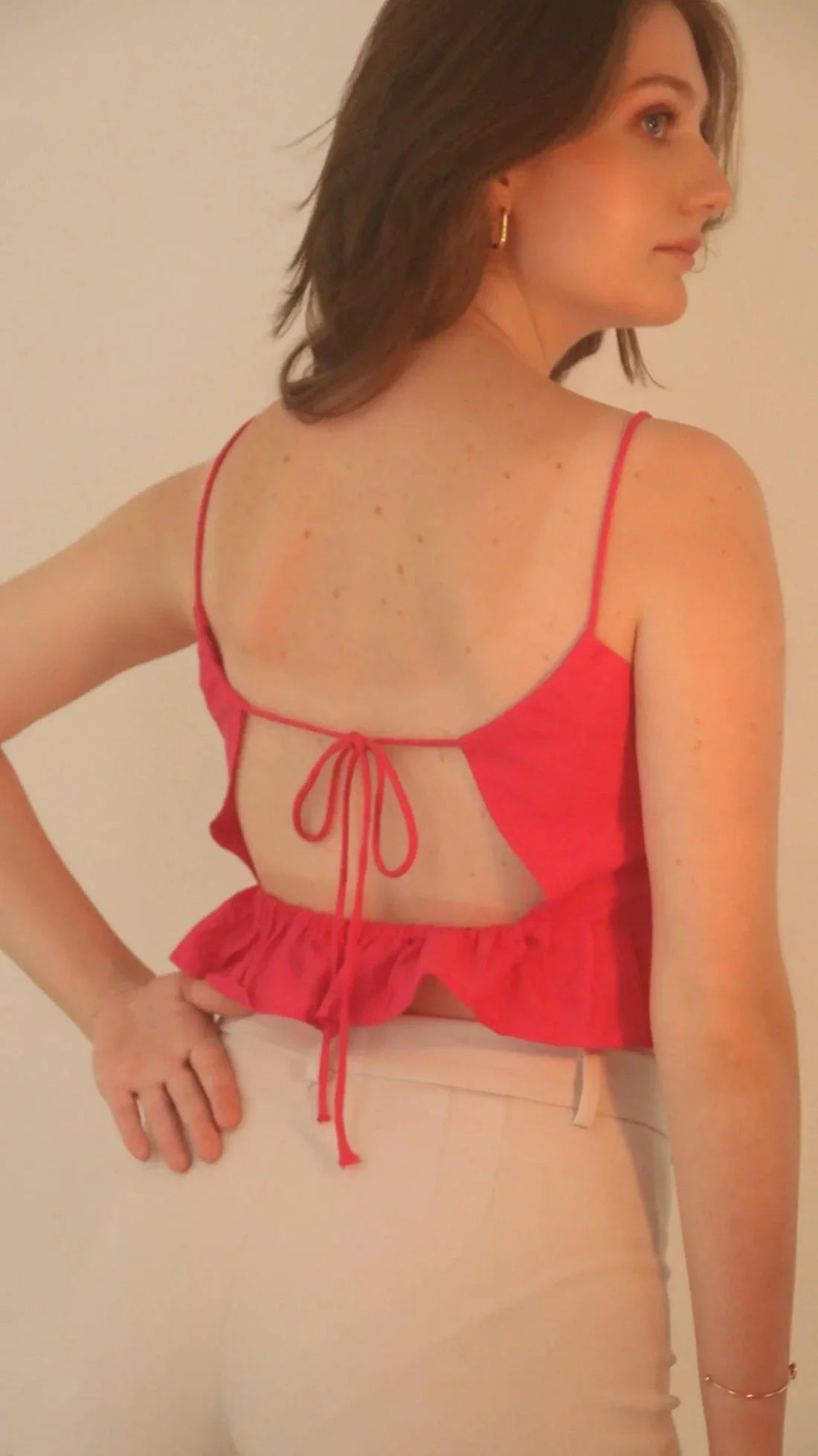 Handwoven Raw Silk Frill Crop Top