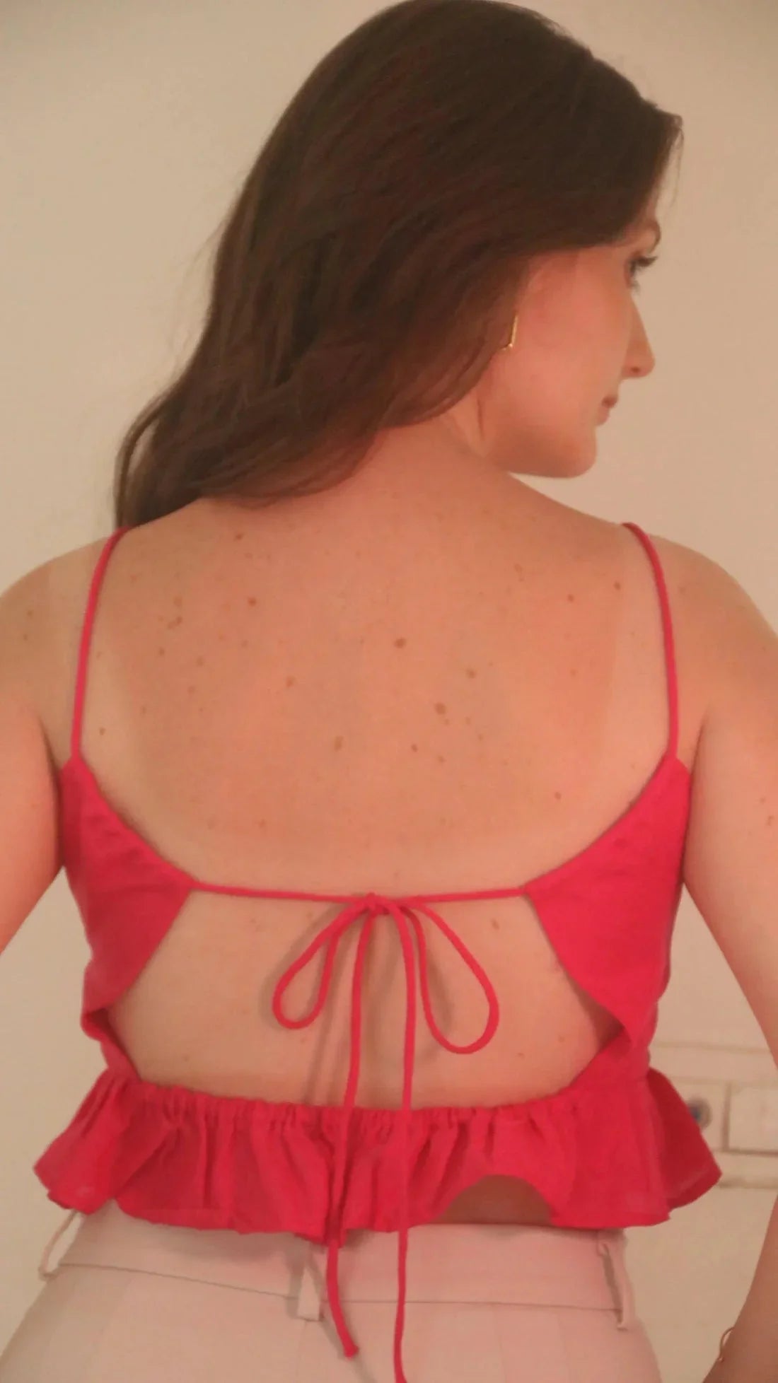 Handwoven Raw Silk Frill Crop Top