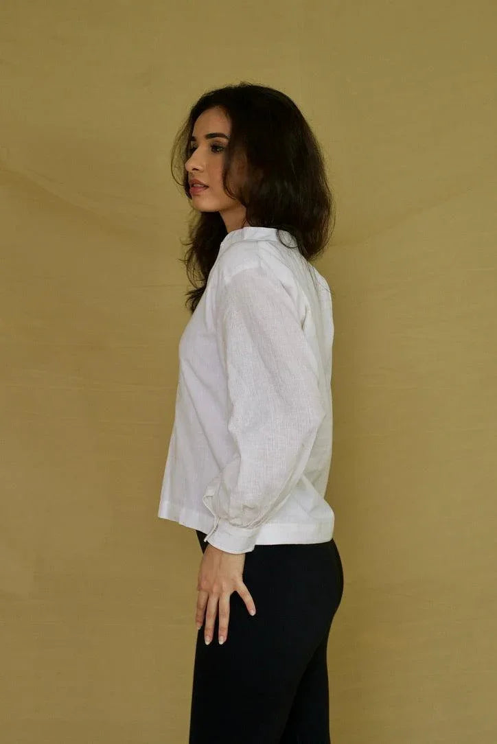 Handwoven Cotton Summers Balloon Sleeve Top