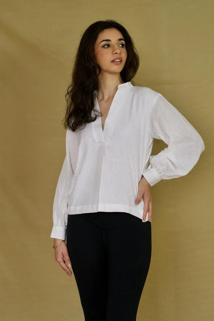 Handwoven Cotton Summers Balloon Sleeve Top