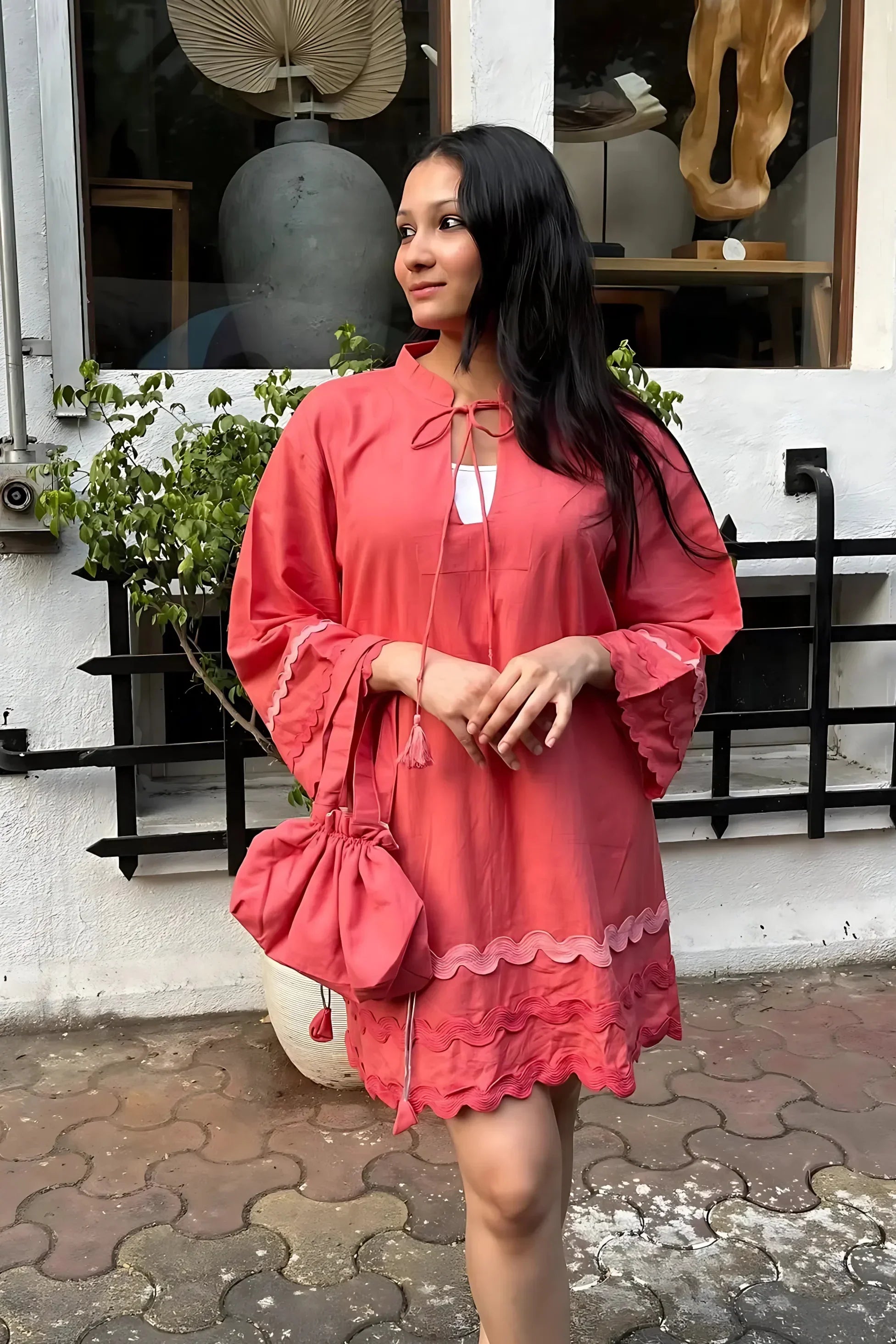 Handwoven Carnation Brunch Dress