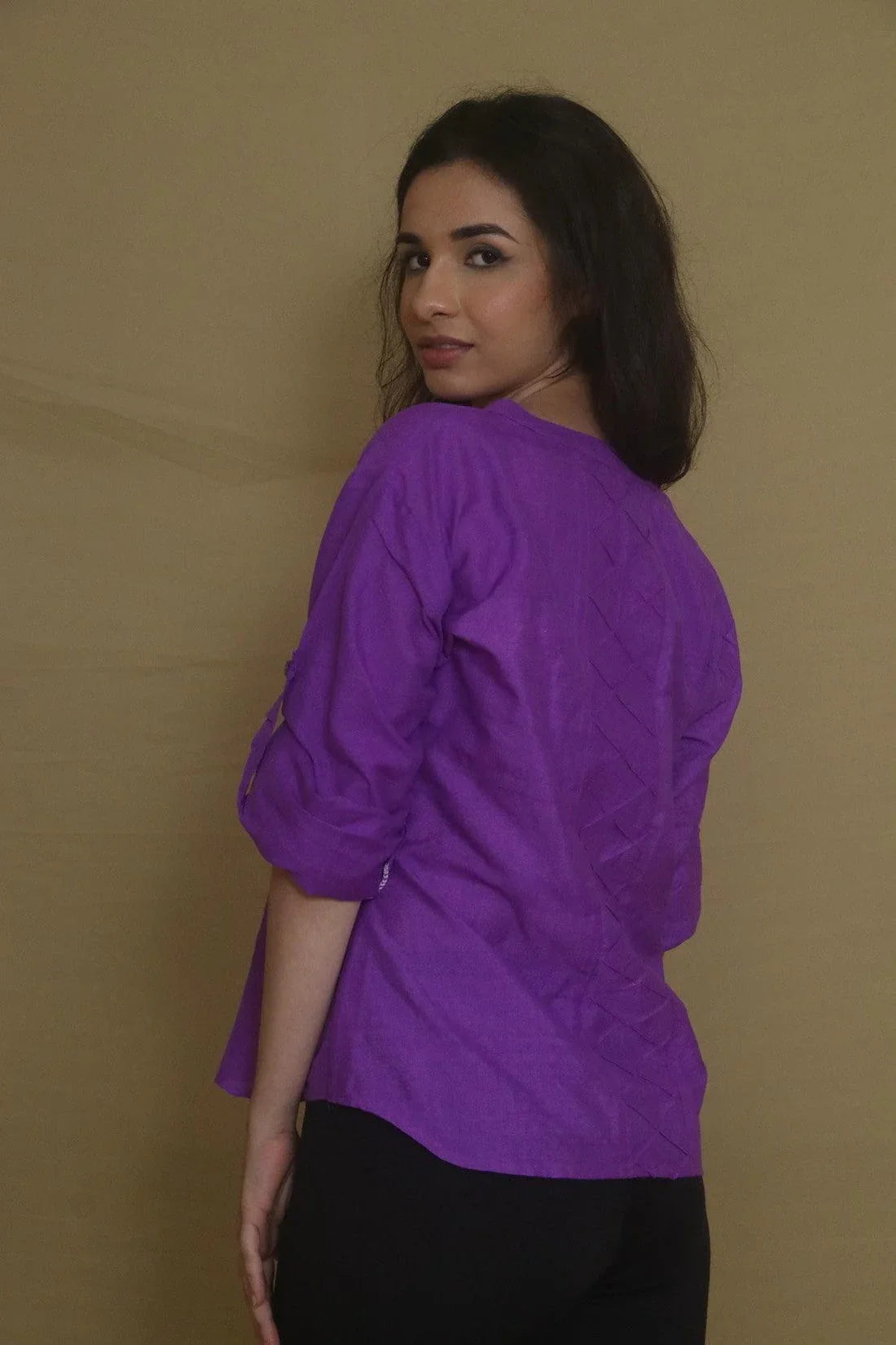 Handwoven Cotton Mulberry Silk Roll Up Shirt