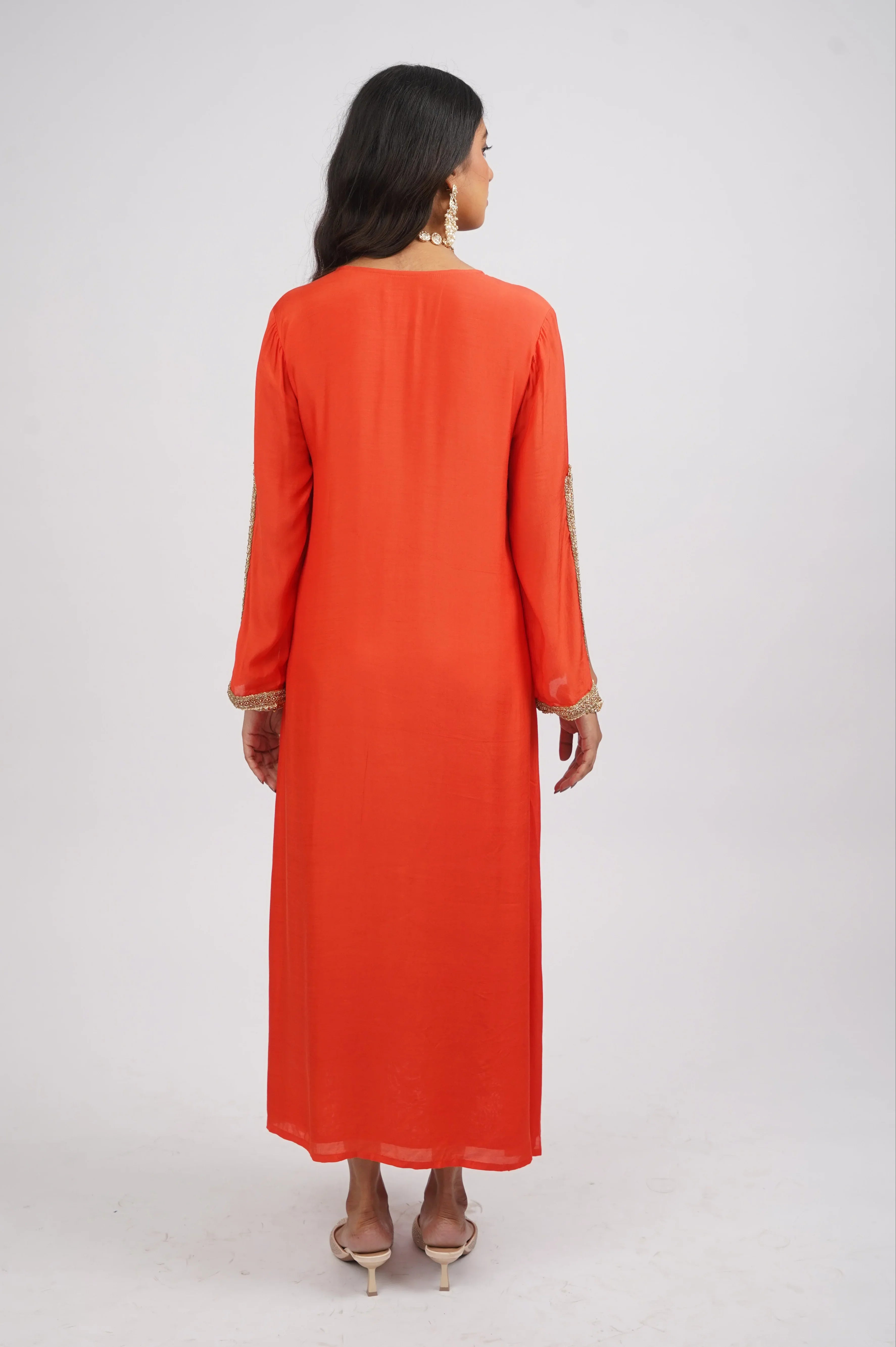 Gulabo & Gold Woven Muslin Embroidered Kaftaan