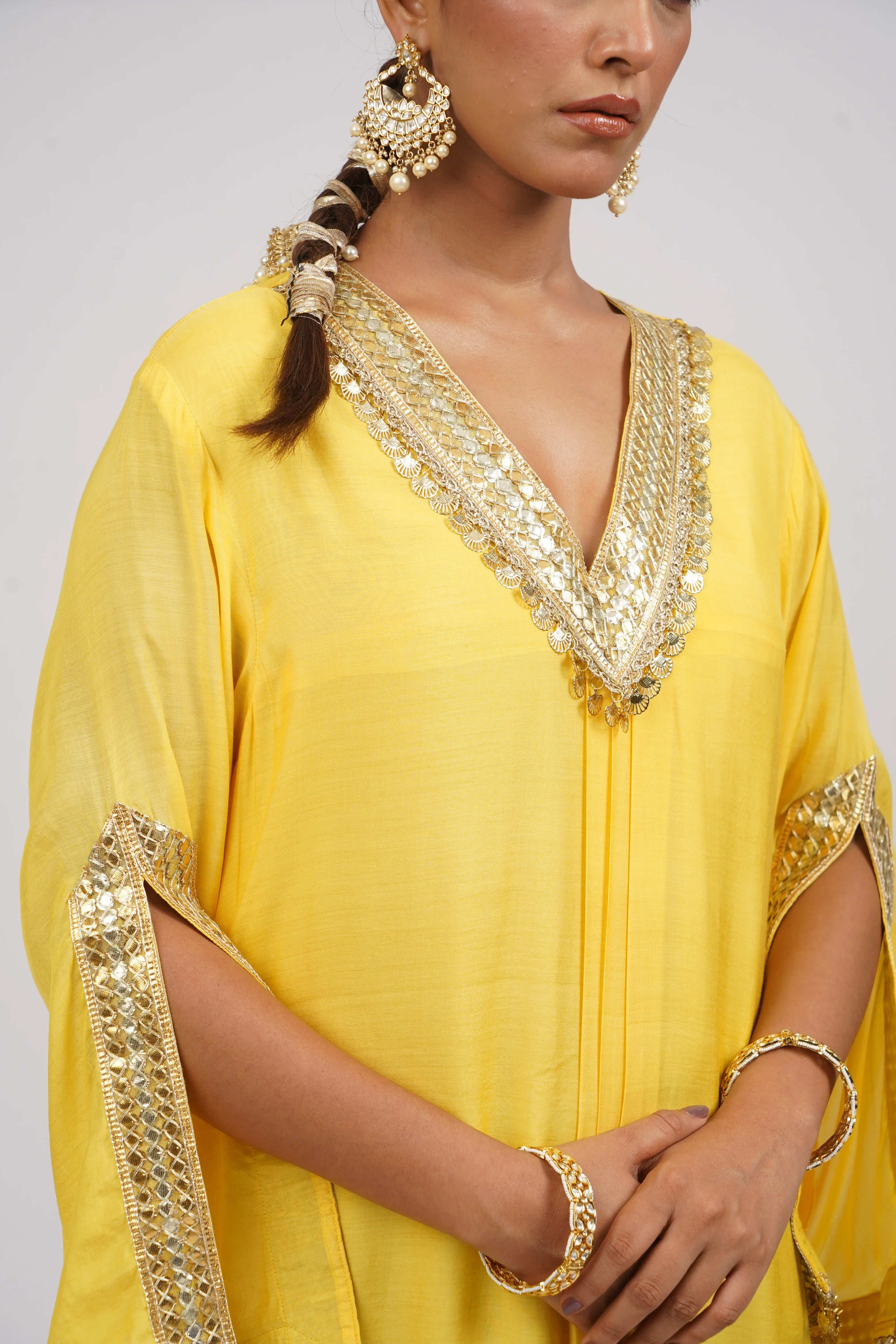 Kesar Rani Woven Muslin Embroidered Kaftaan