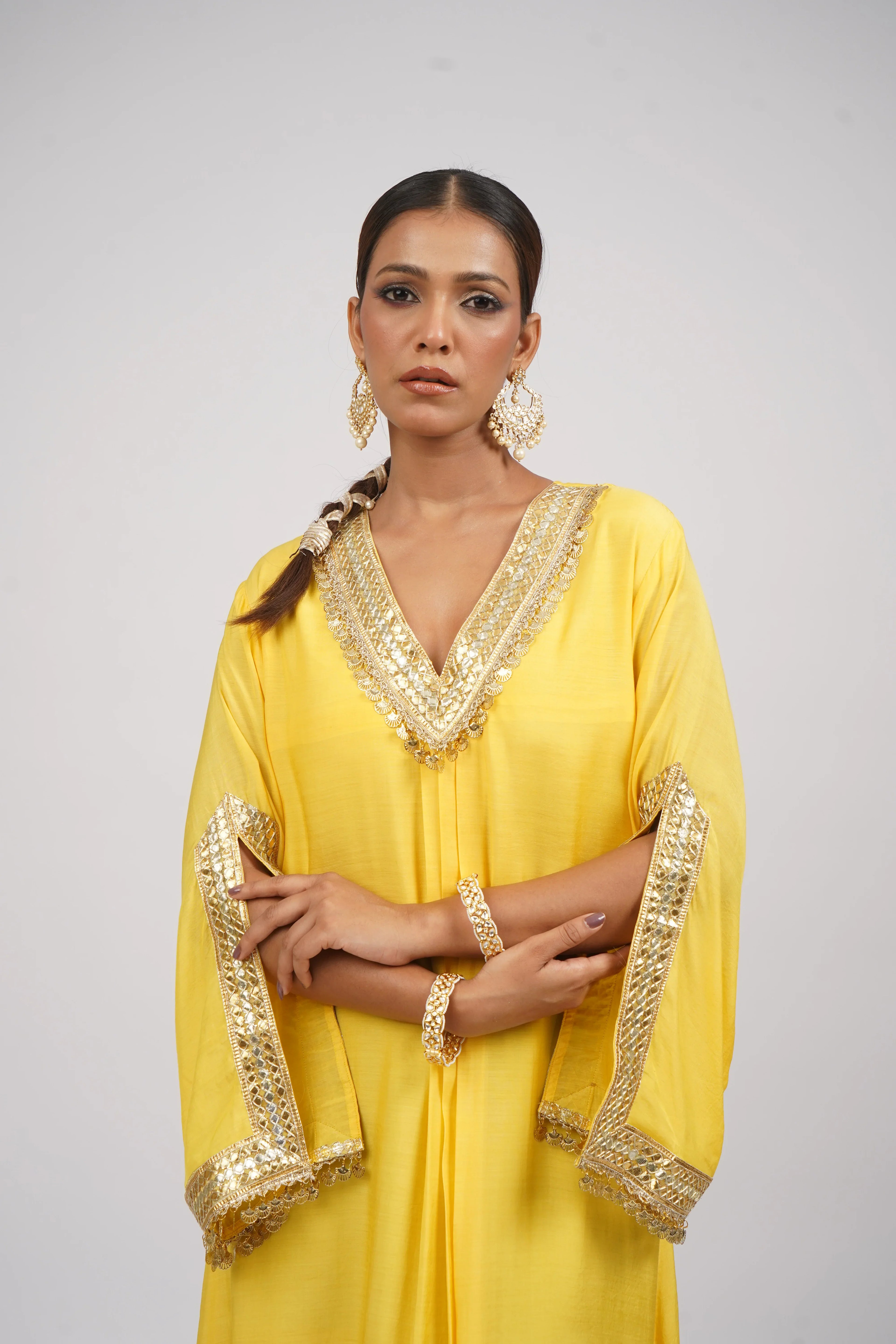 Kesar Rani Woven Muslin Embroidered Kaftaan