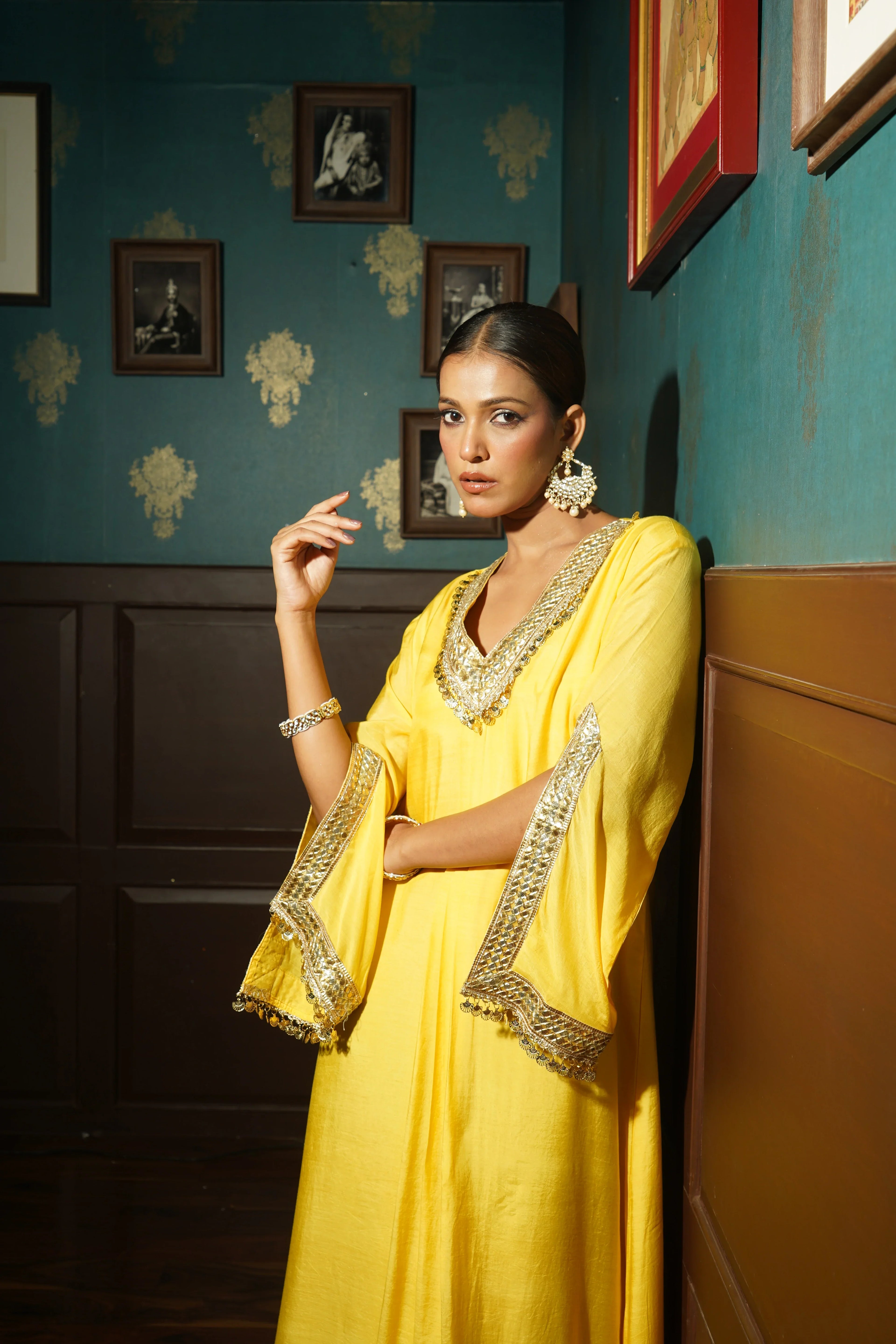 Kesar Rani Woven Muslin Embroidered Kaftaan