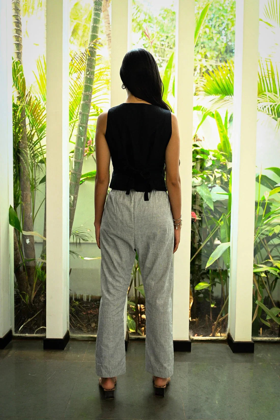 Handwoven Charcoal Black Cotton Top