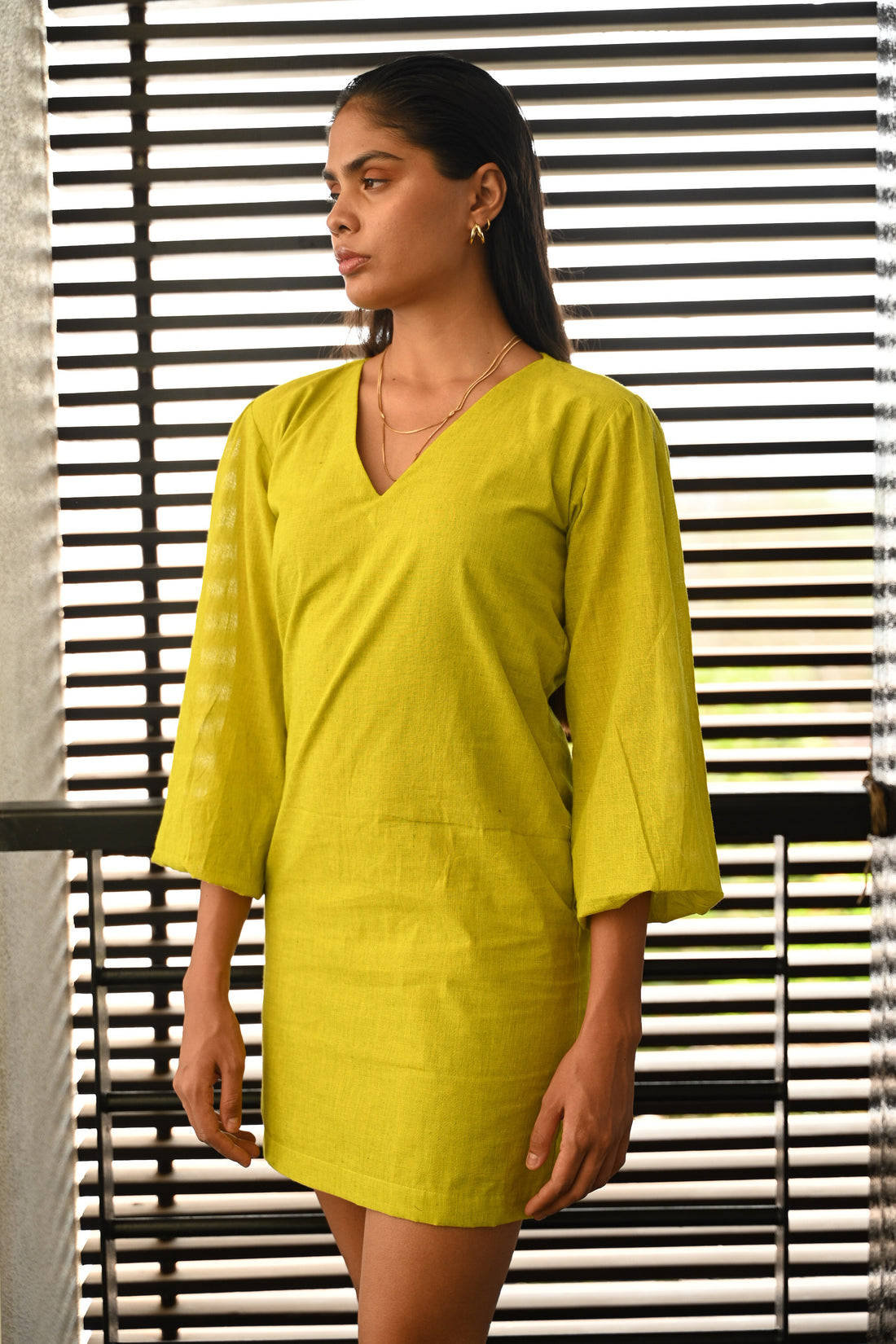 Cyber Lime Handwoven Dress