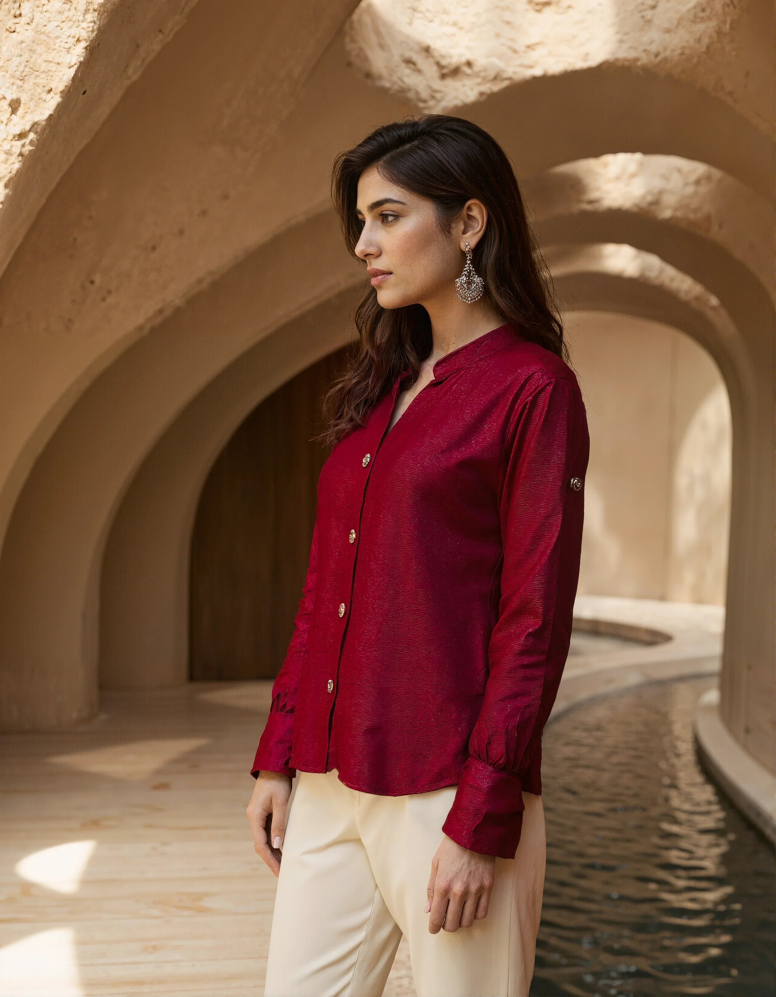 Handwoven Raw Silk Shirt Roll Up Shirt