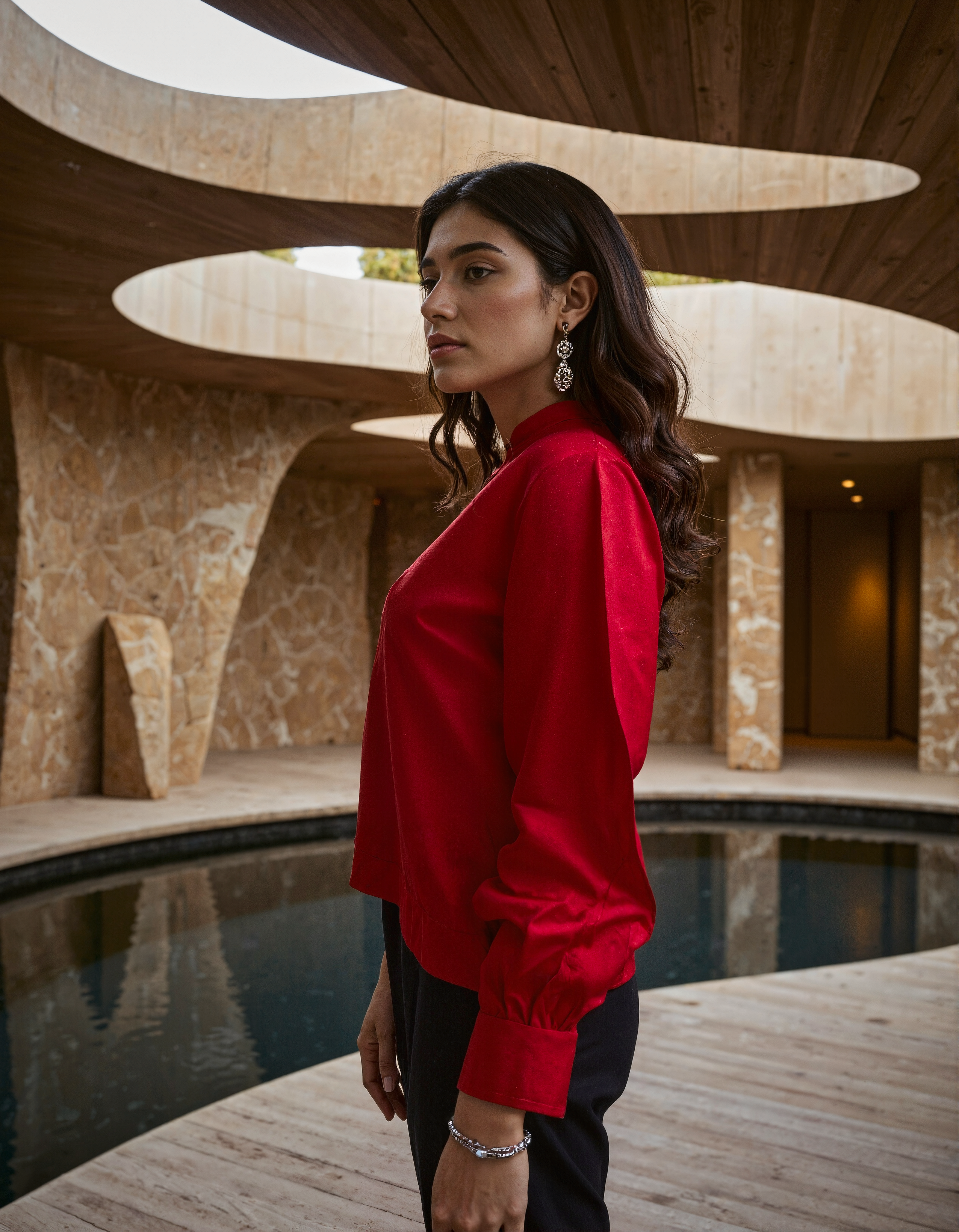 Handwoven Candy Red Silk Top