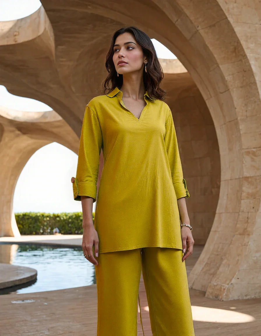 Handwoven Cyberlime Effortless Co-ord Set