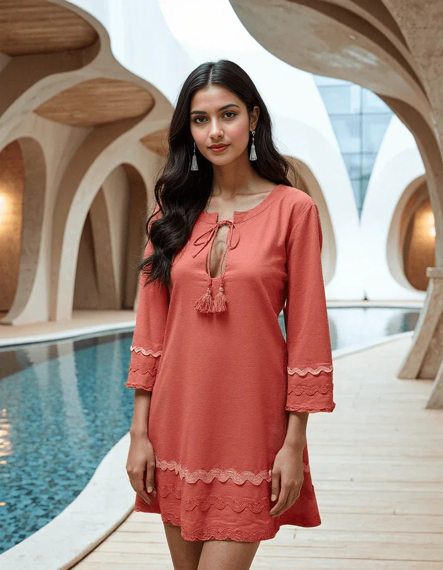 Handwoven Carnation Brunch Dress