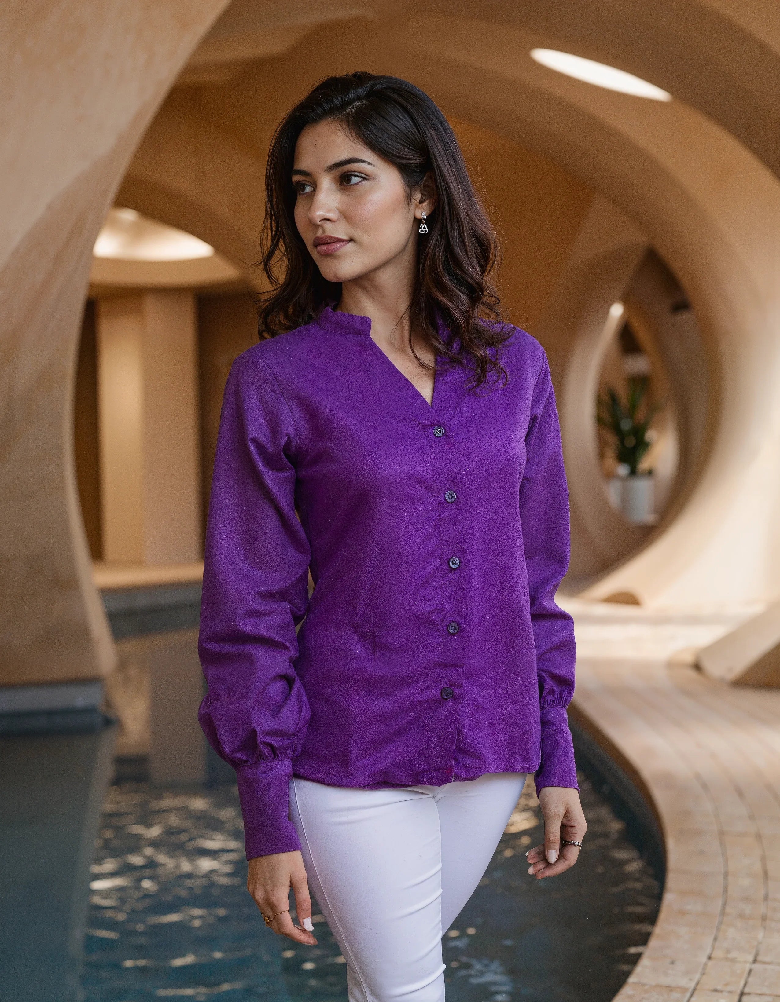 Handwoven Cotton Mulberry Silk Roll Up Shirt