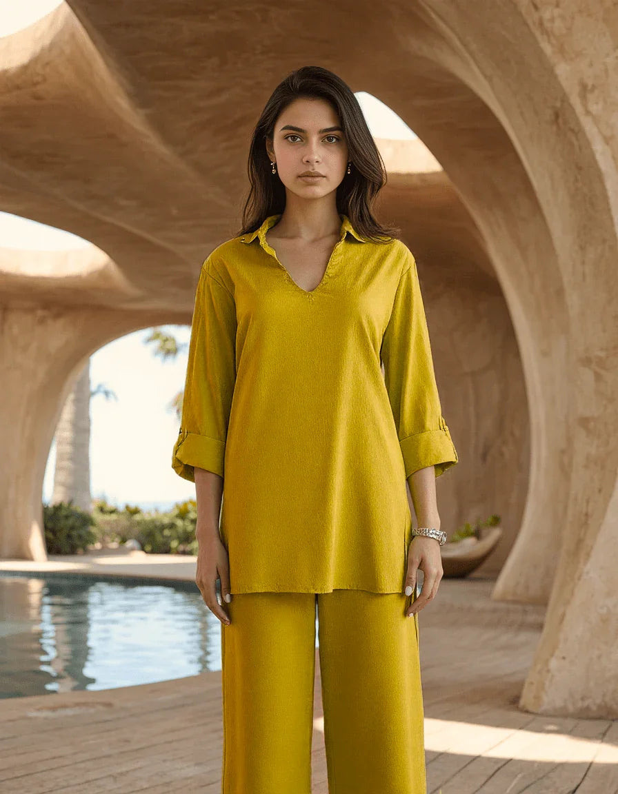 Handwoven Cyberlime Effortless Co-ord Set