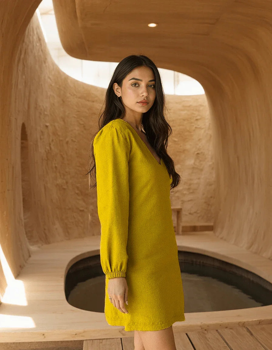 Handwoven Cyber Lime Dress