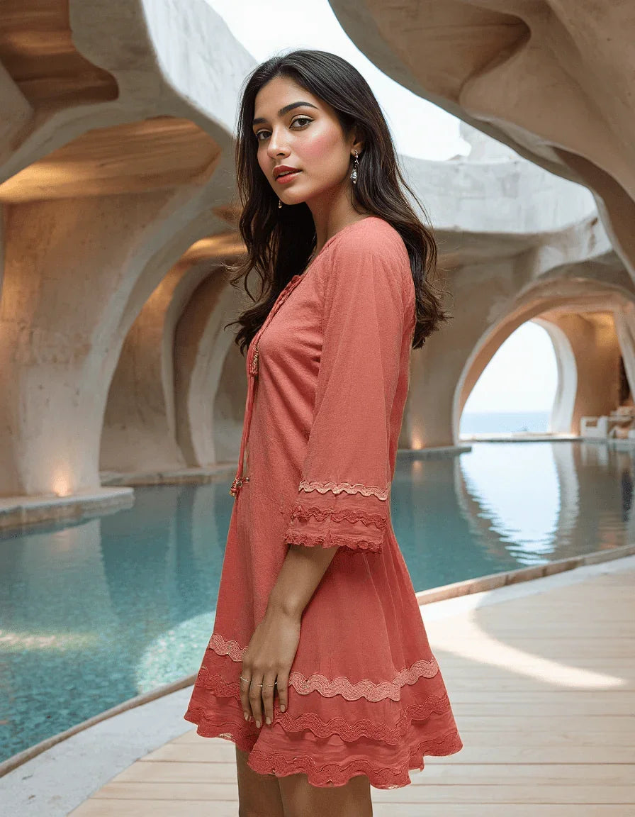 Handwoven Carnation Brunch Dress