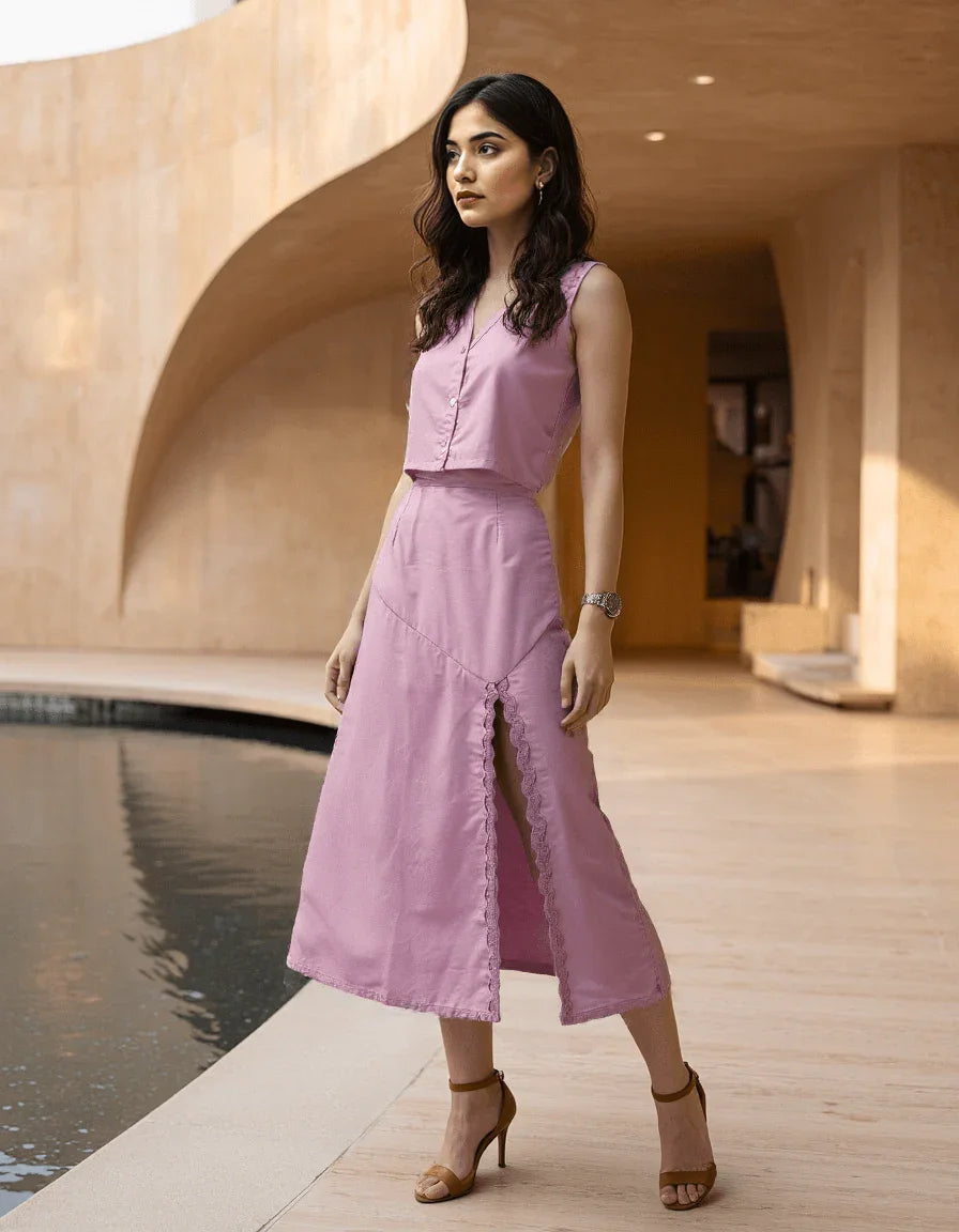 Handwoven Aster Crop Top and Skirt Set