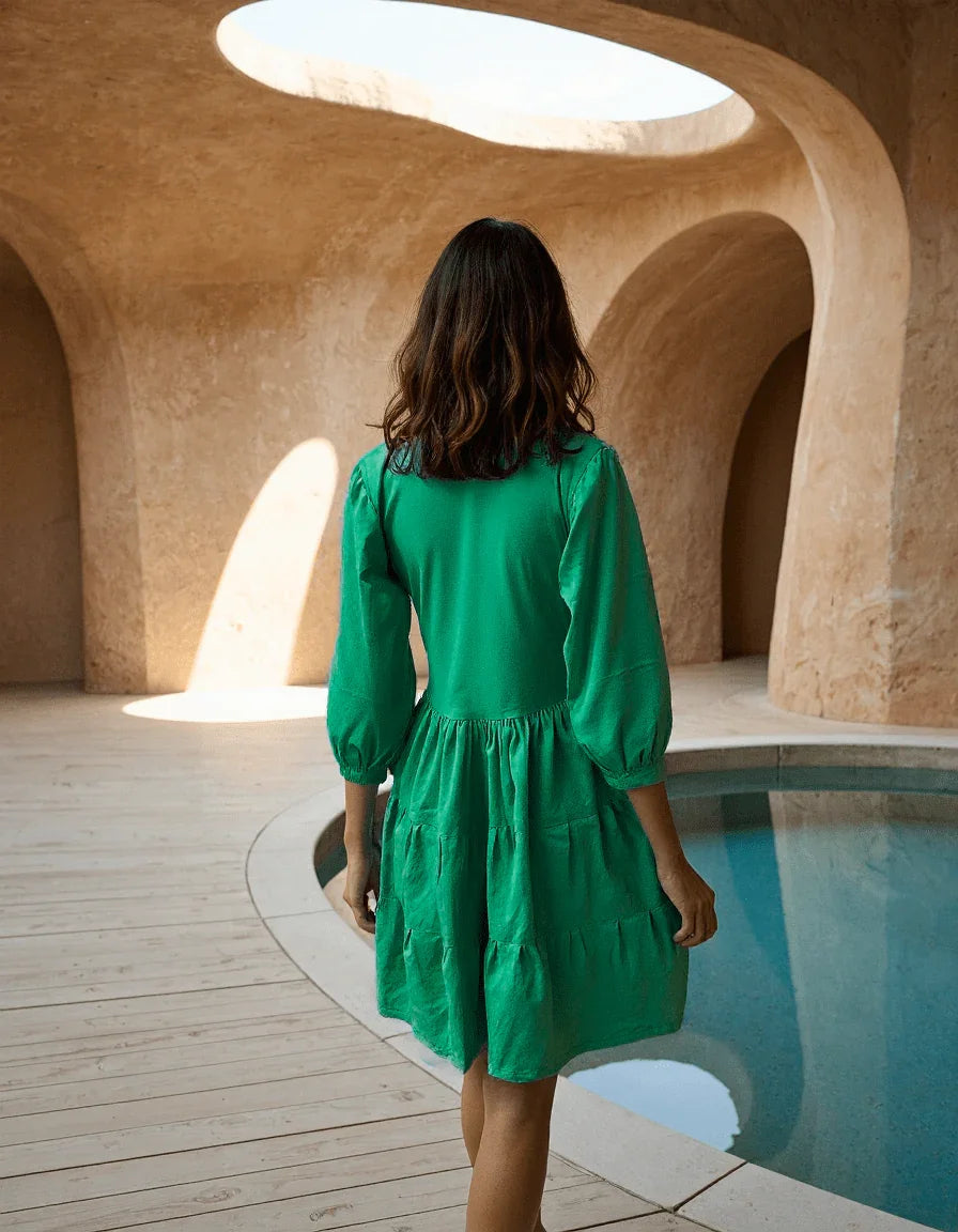 Handwoven Parakeet Drop Hem Dress