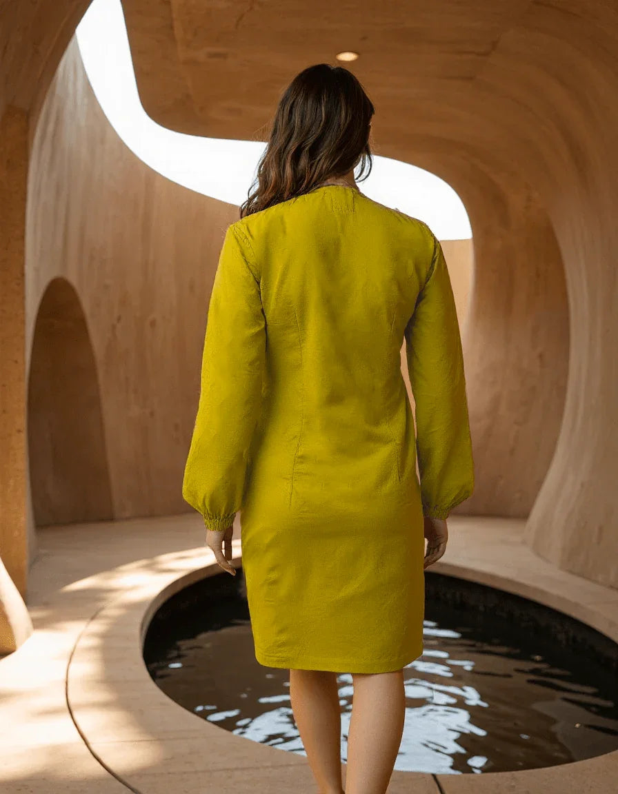 Handwoven Cyber Lime Dress