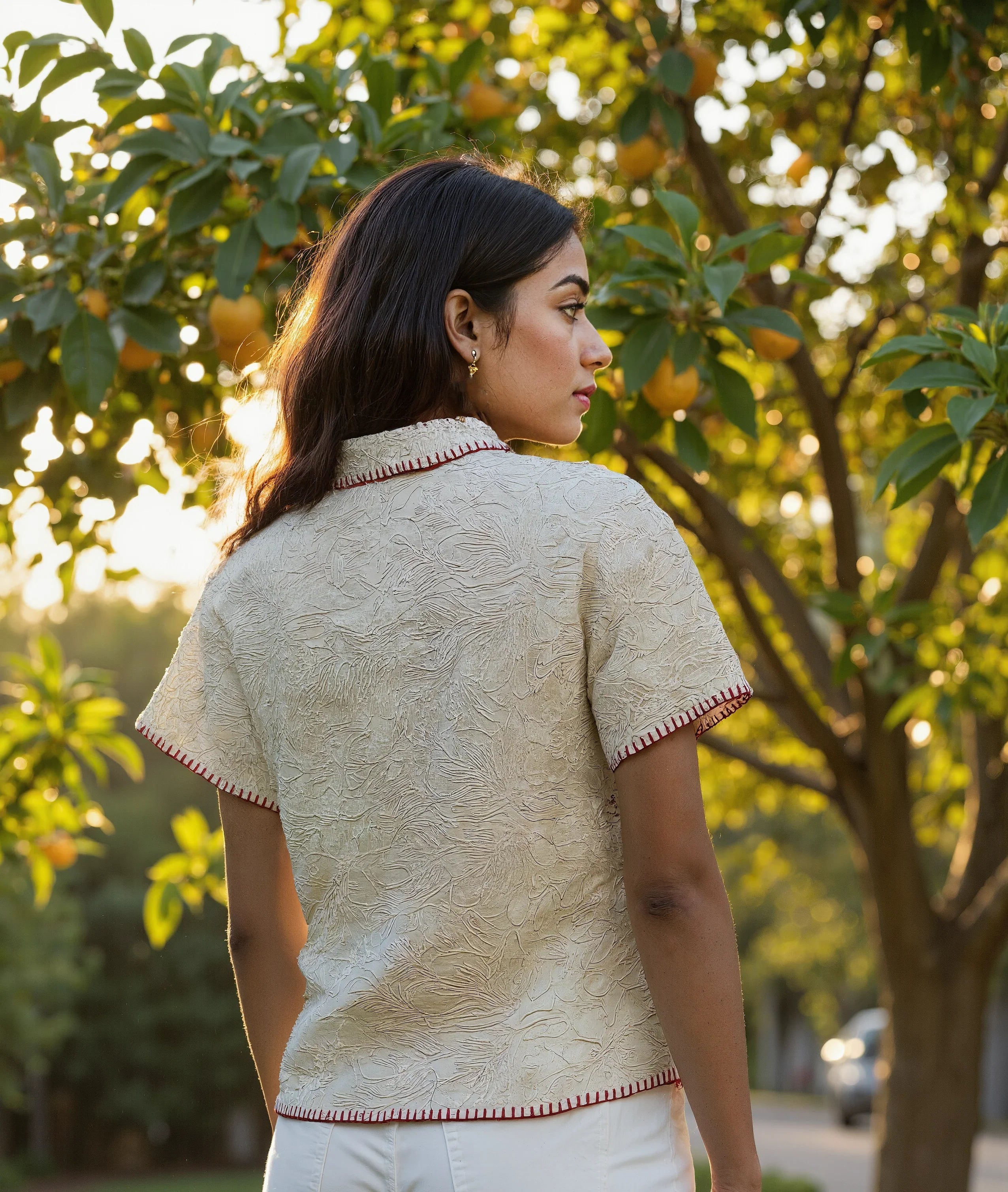 Sunlit Garden Stitch - Hand Embroidered Muslin Shirt