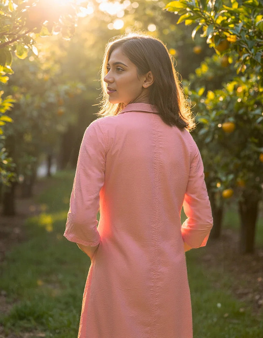 Handwoven Cotton Petal Pink Picnic Dress