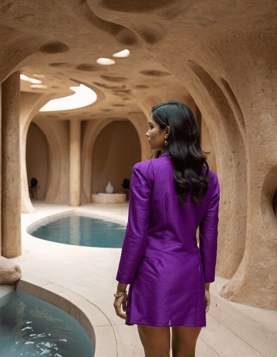 Handwoven Cotton Mulberry Silk Shirt Dress