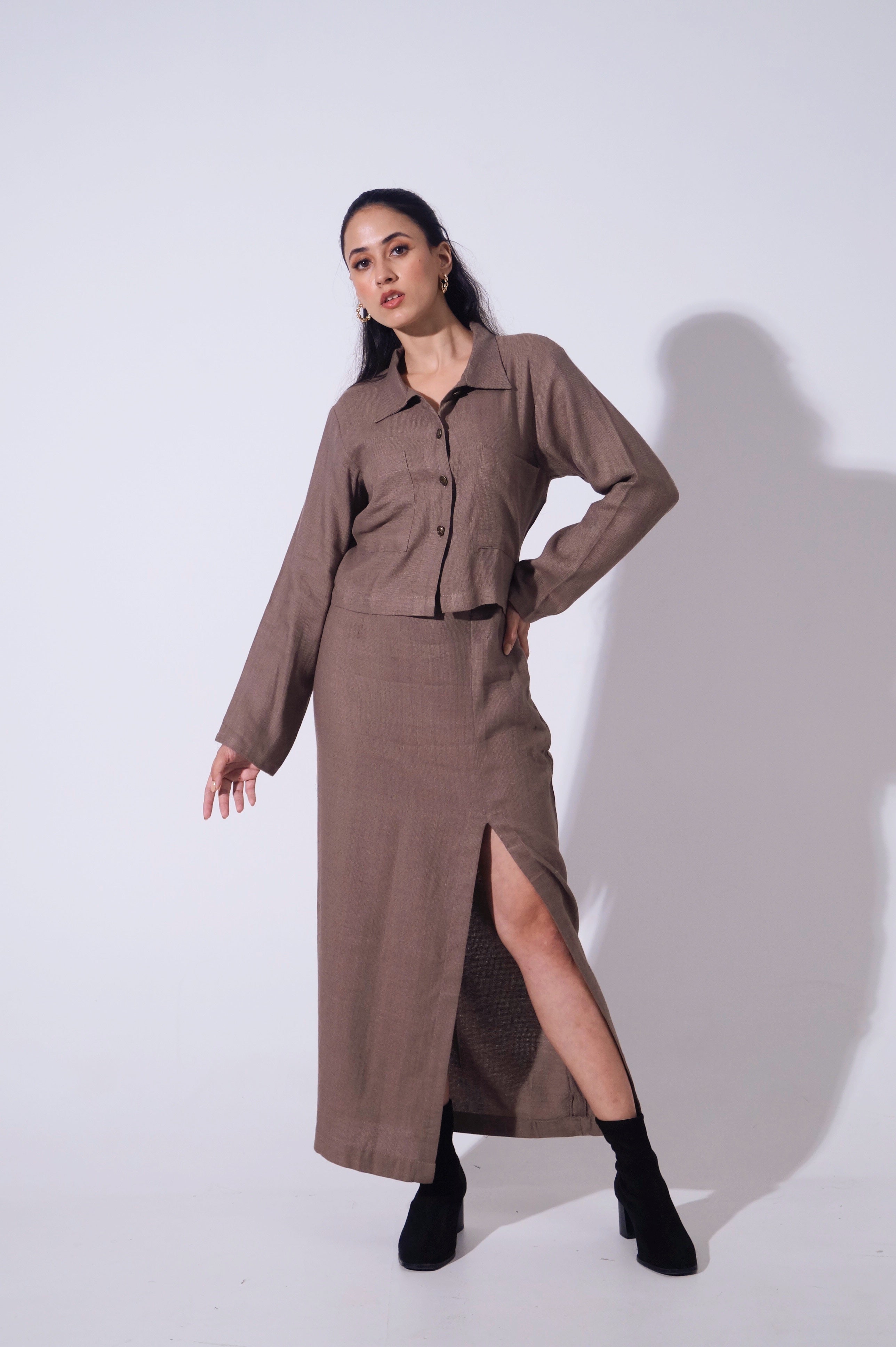 Reverie Jute - Mocha Top & long skirt