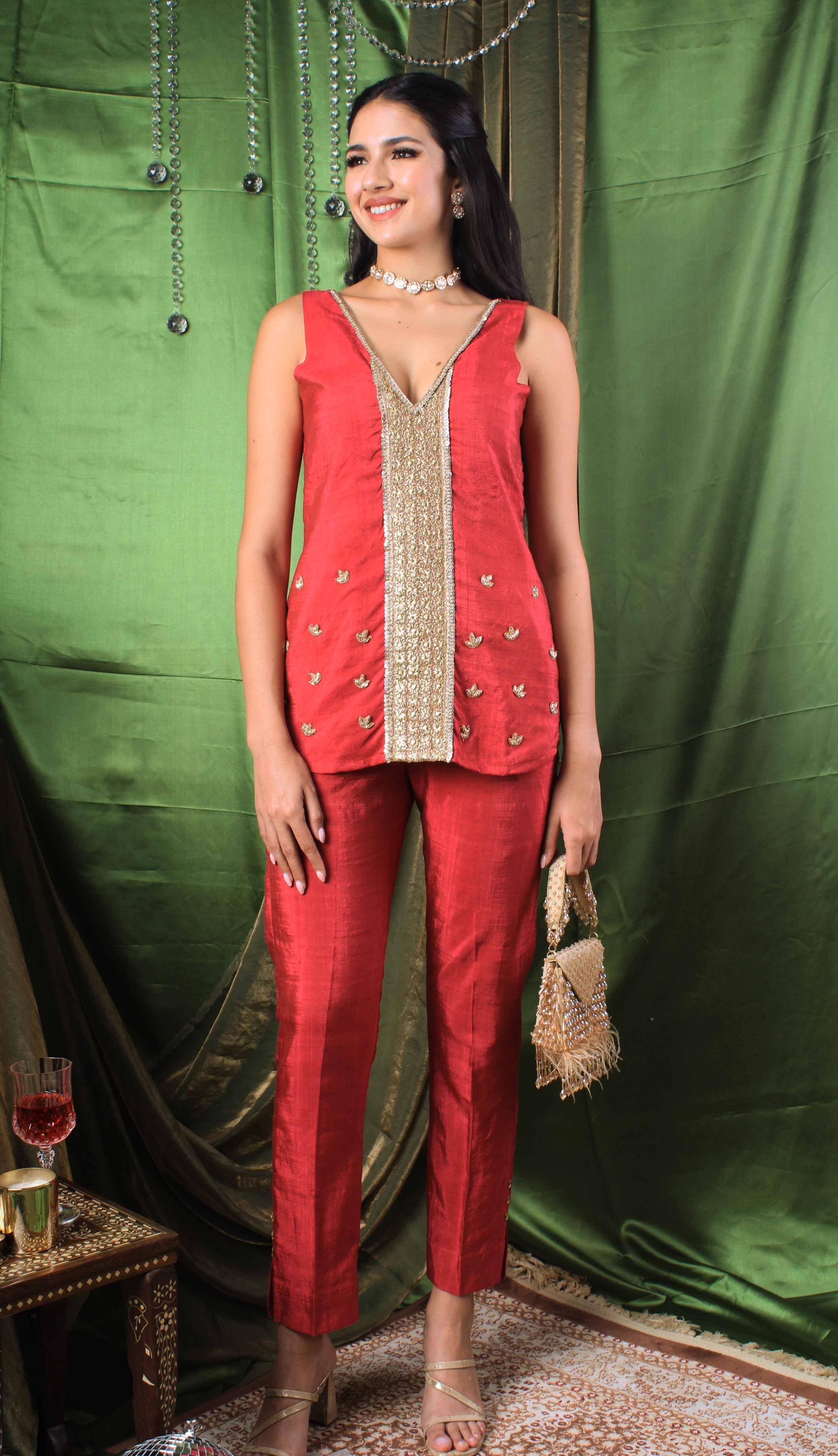 Handwoven Ruby Pink Silk Top