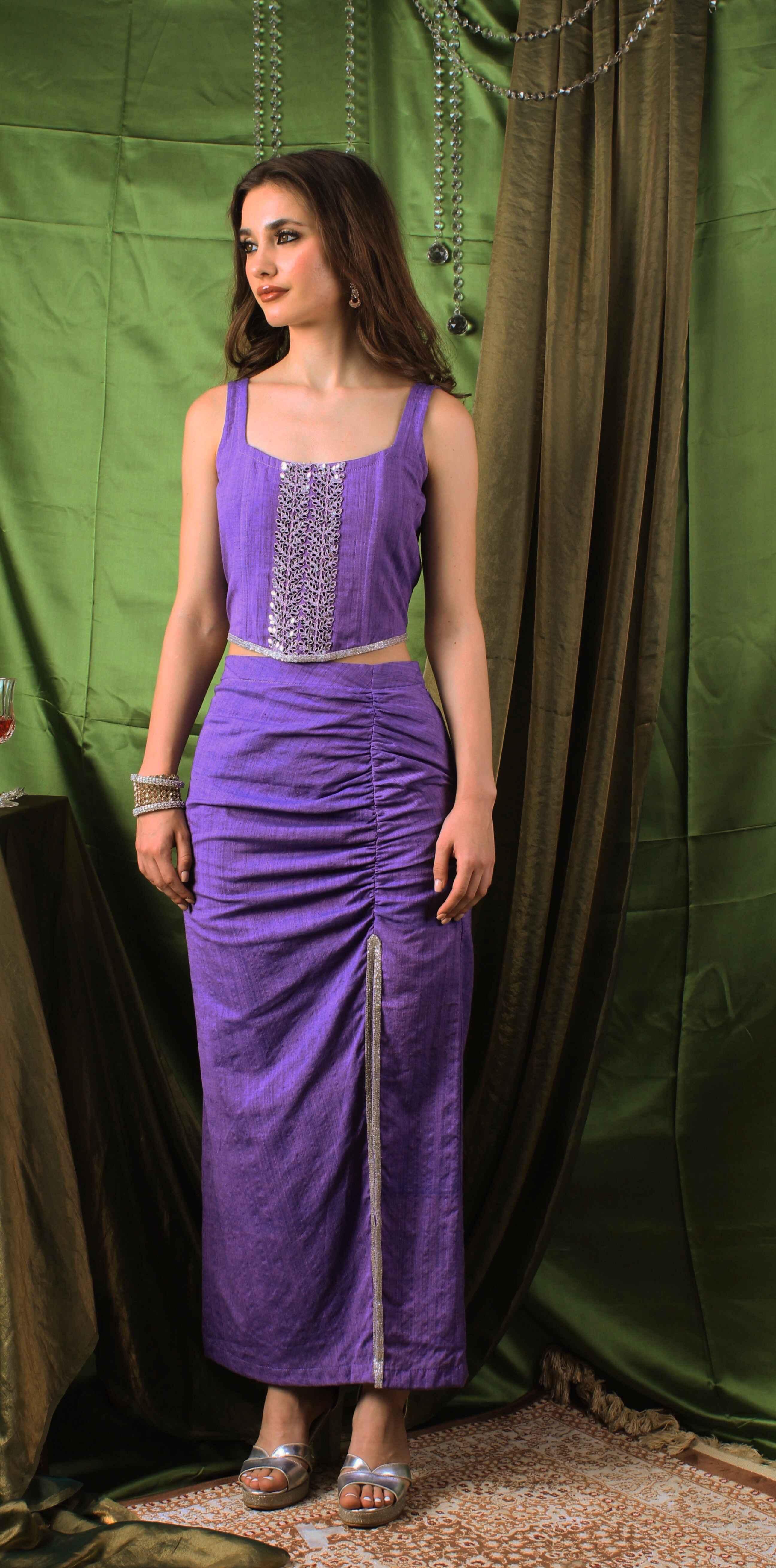 Handwoven Amethyst Corset Skirt Set