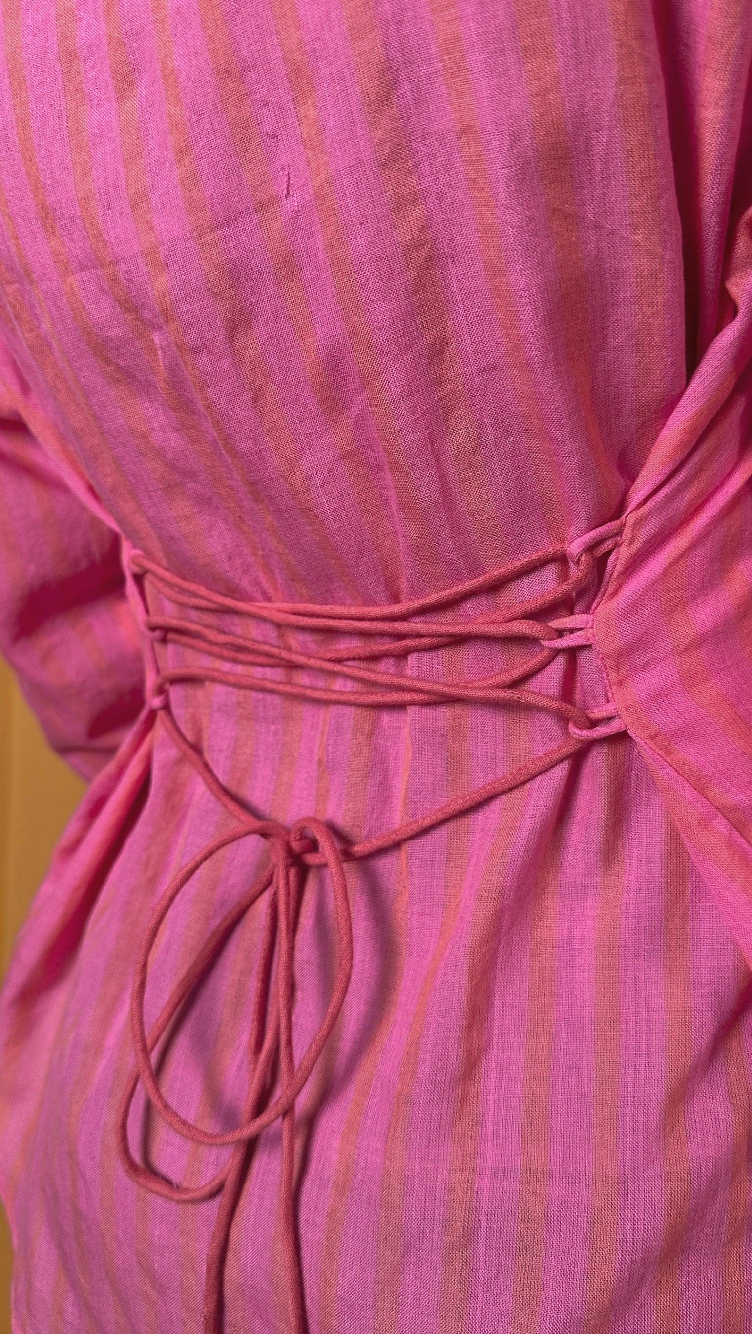 Handwoven Cotton Pink & Peach Bloom Shirt