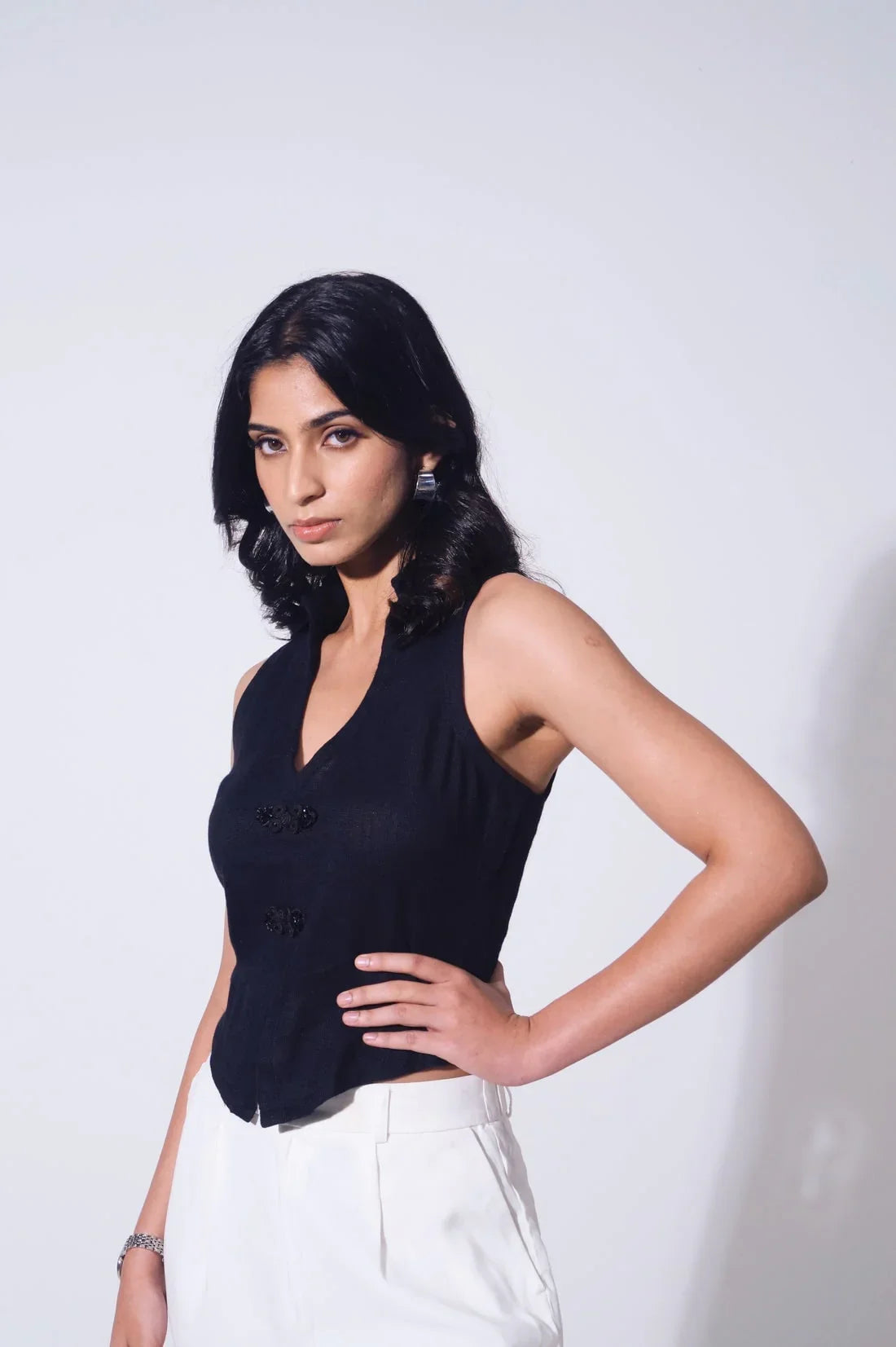 Handwoven Jute Reverie Midnight Vest Top