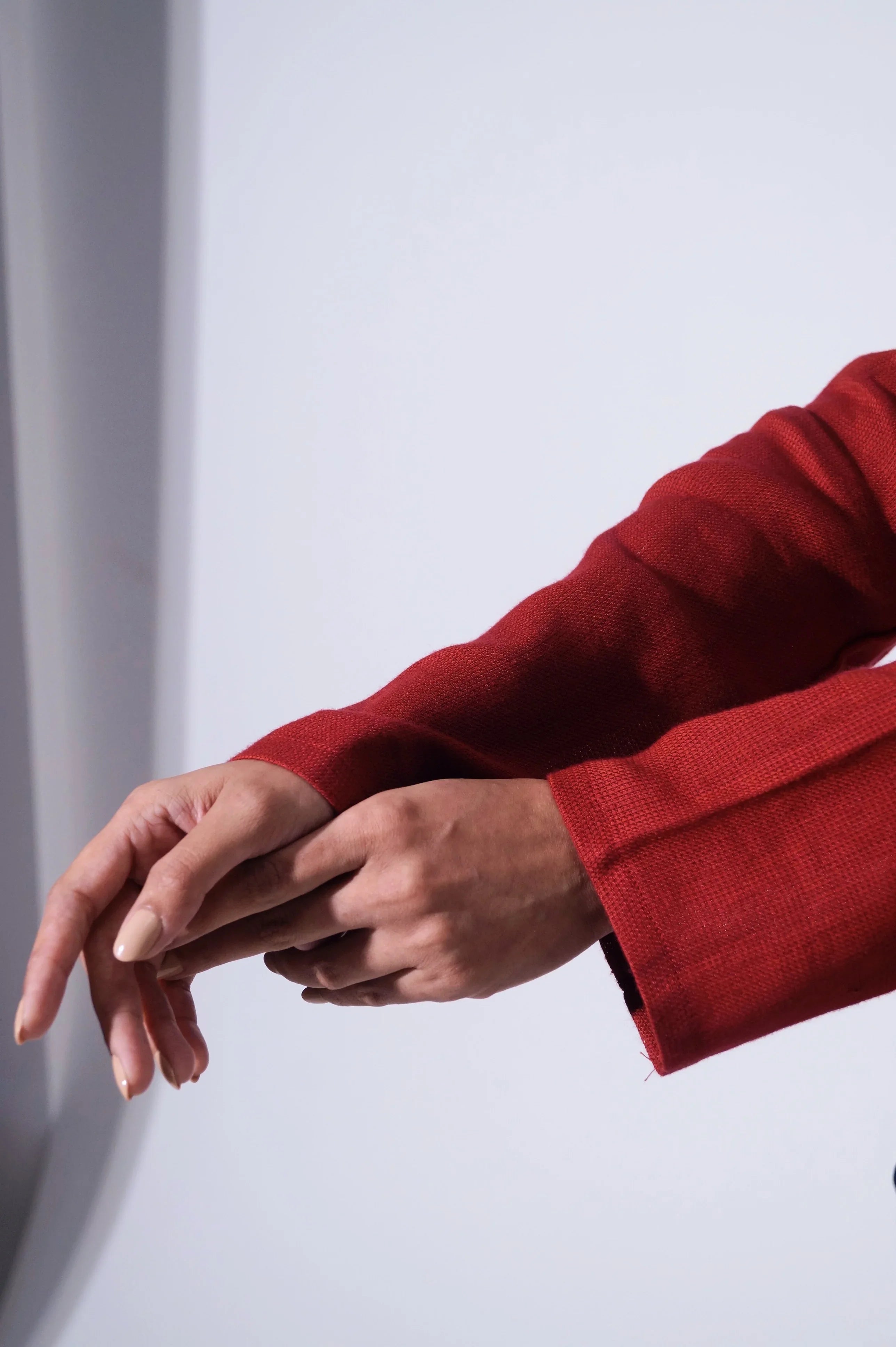 Handwoven Reverie Jute Abstract Top - Rouge