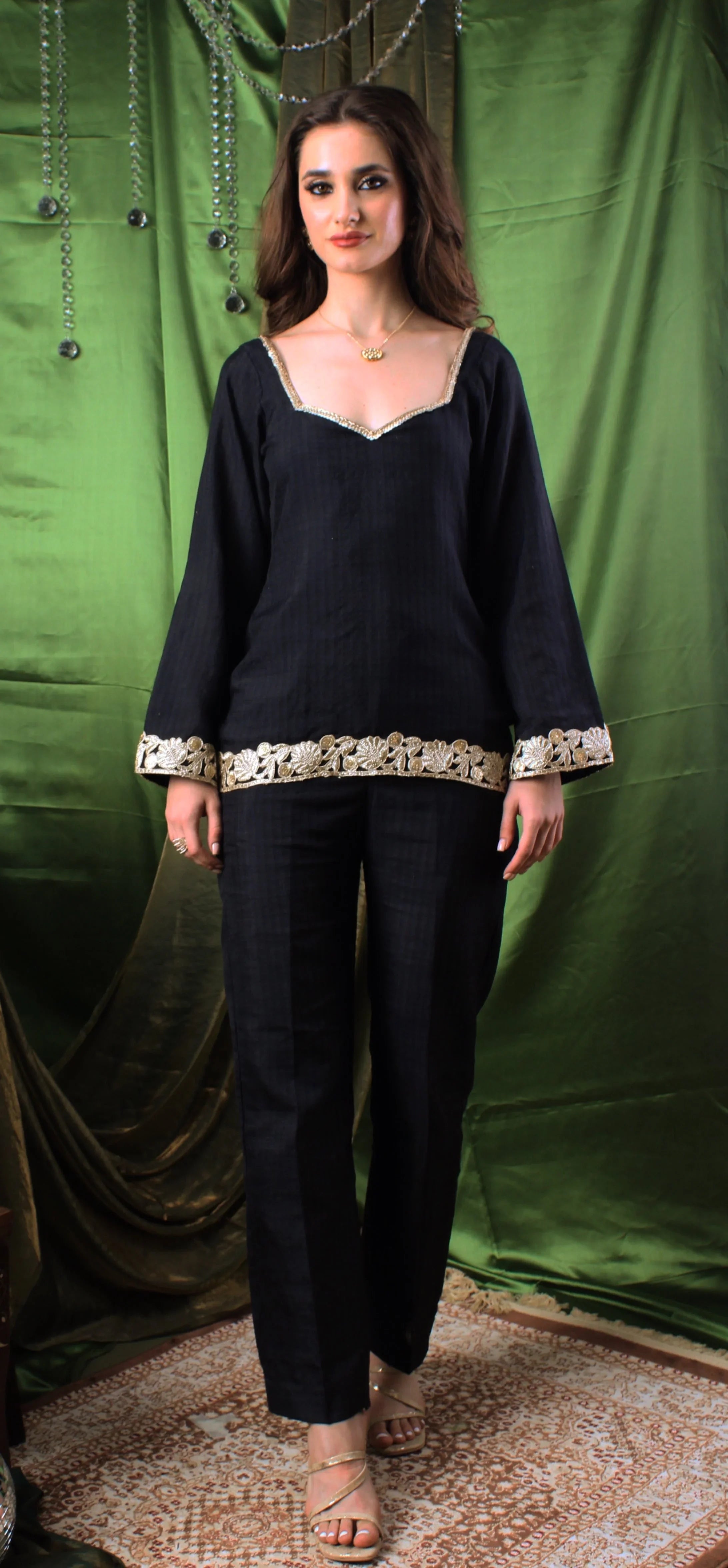 Handwoven Agate Black Coord Set