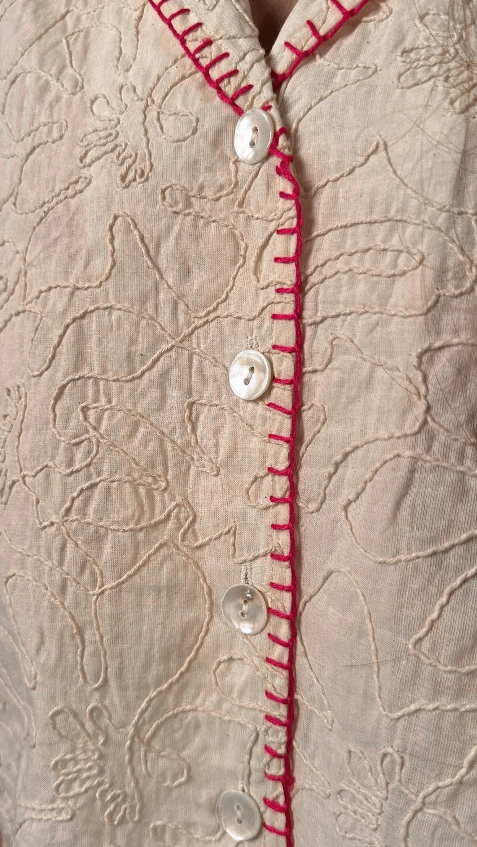 Sunlit Garden Stitch - Hand Embroidered Muslin Shirt