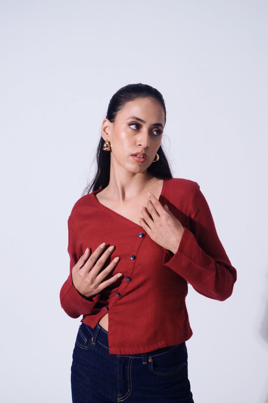 Reverie Jute Abstract Top - Rouge