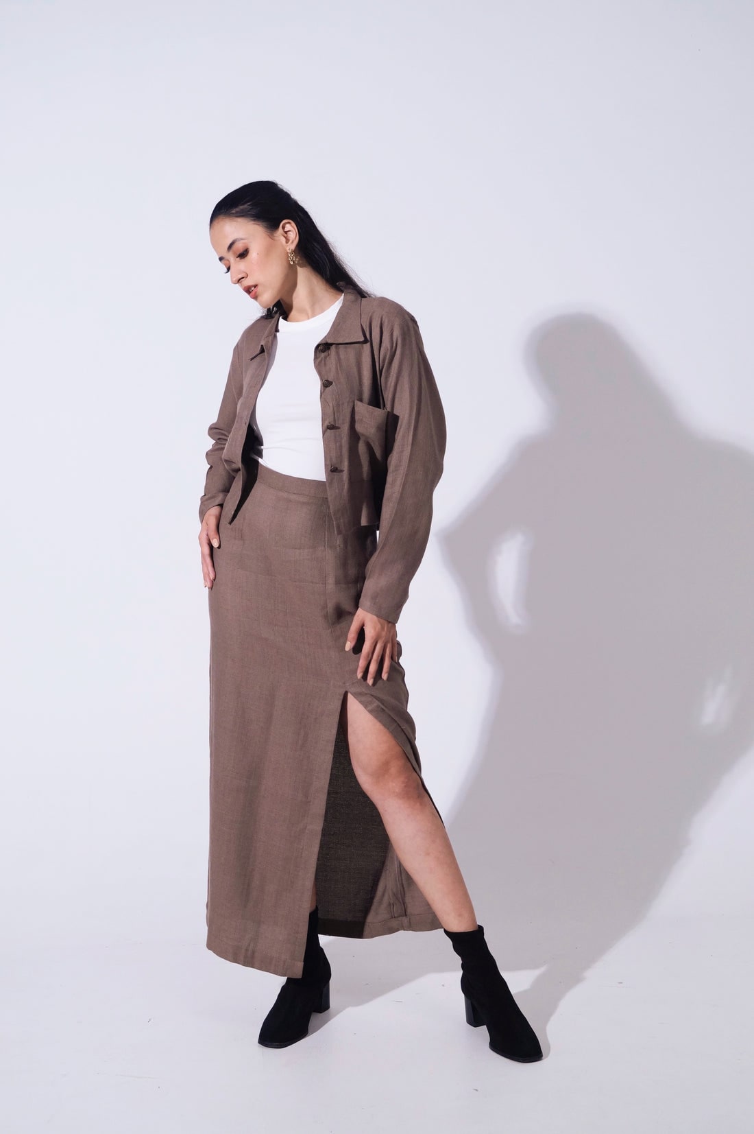 Reverie Jute - Mocha Top & long skirt