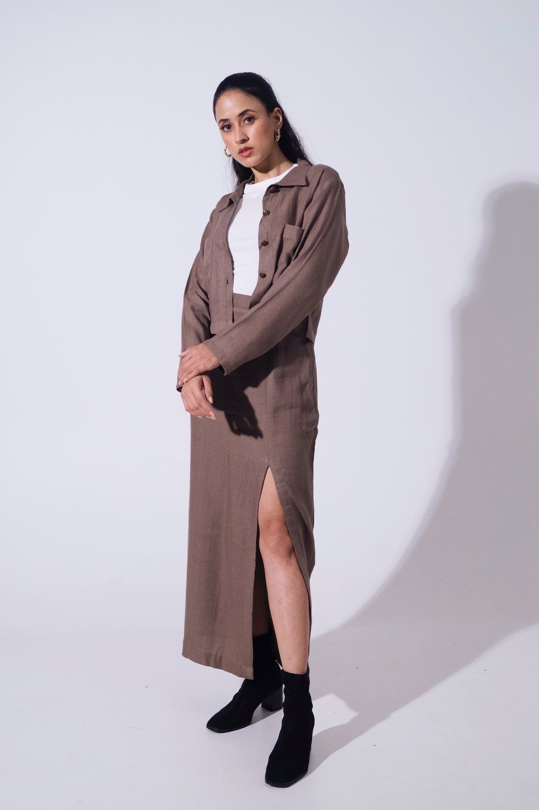 Reverie Jute - Mocha Top & long skirt