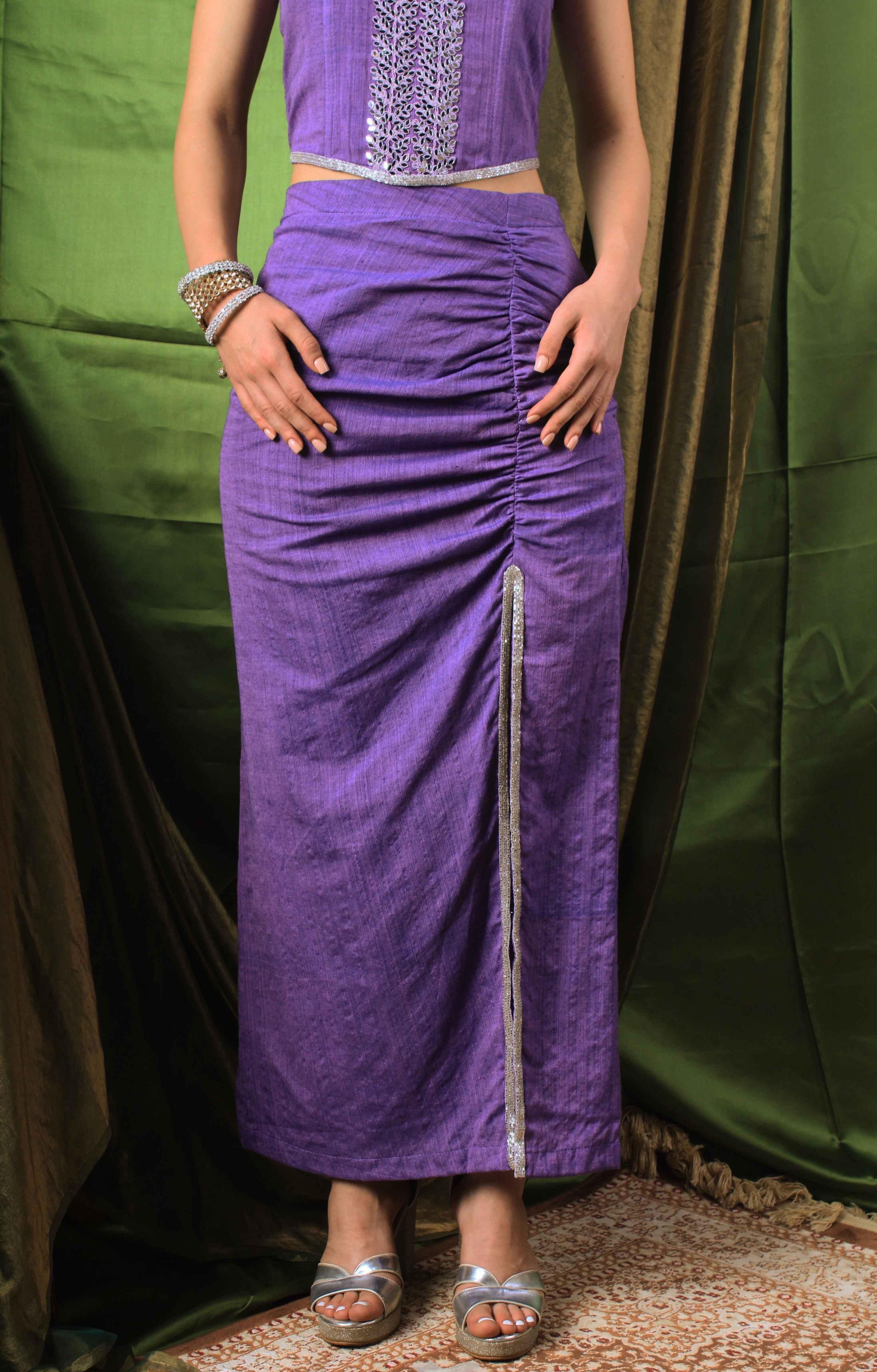 Handwoven Amethyst Ruched Skirt