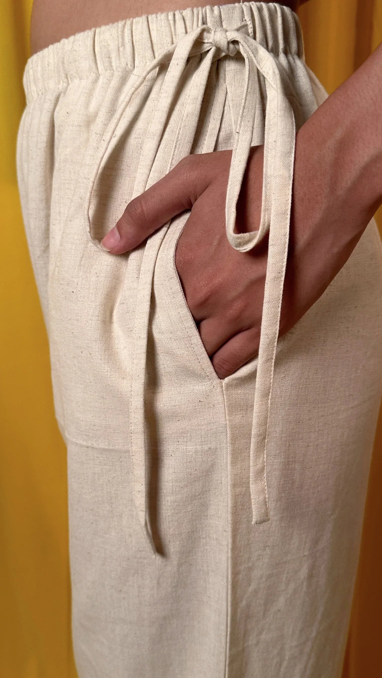 Beige Drawstring Trousers