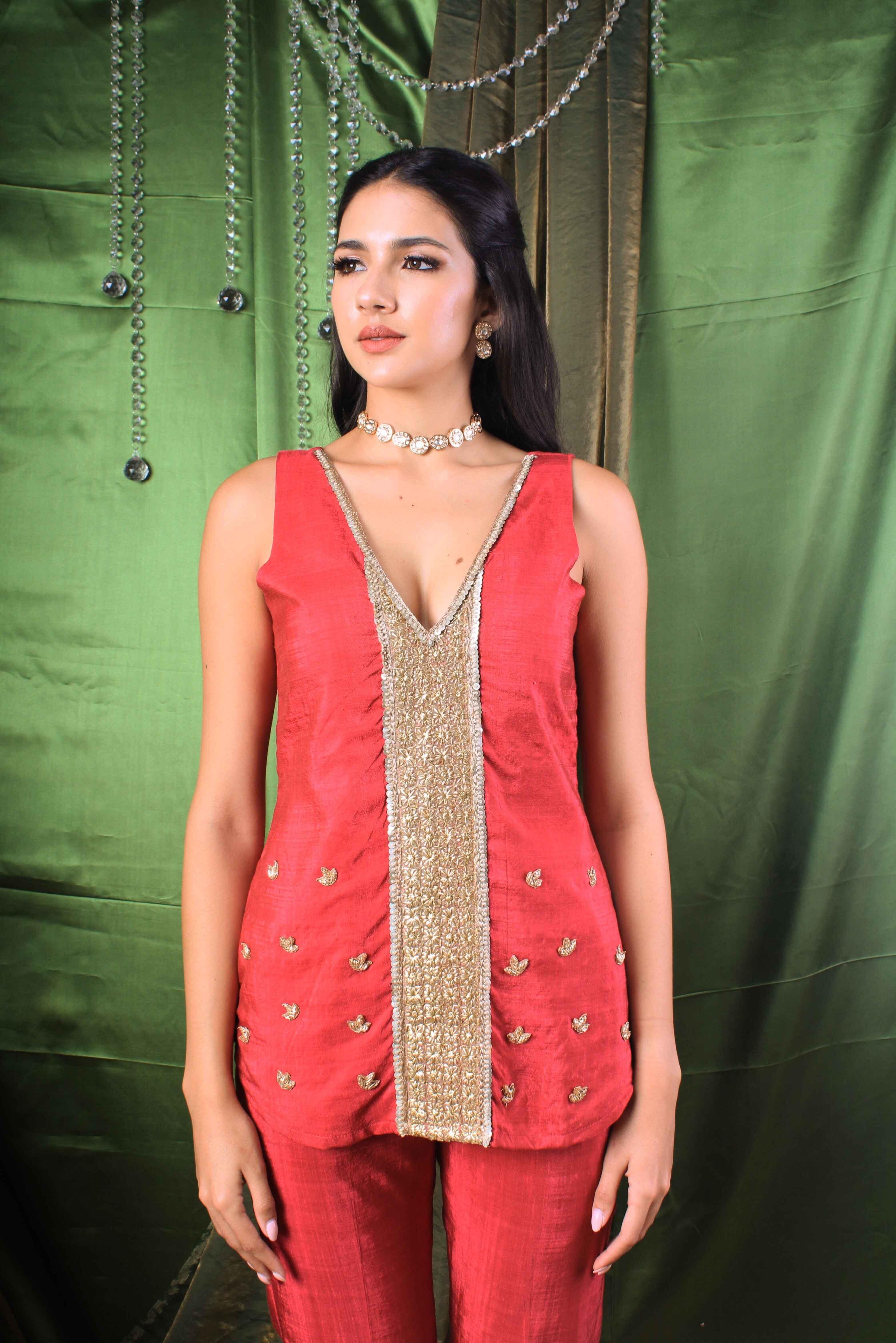 Handwoven Ruby Pink Silk Top