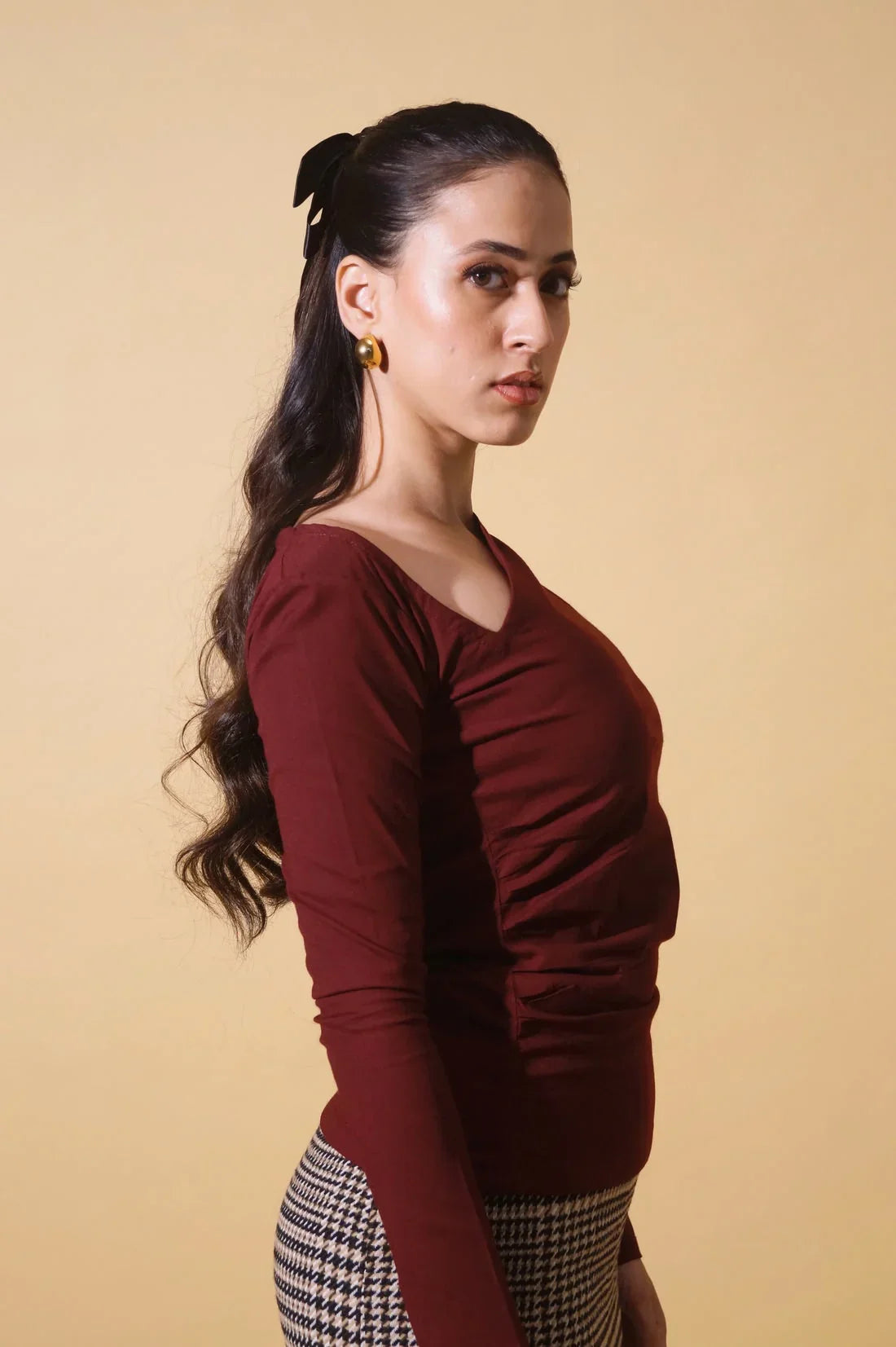 Handwoven Flexi Cotton Essentials Rouge Top