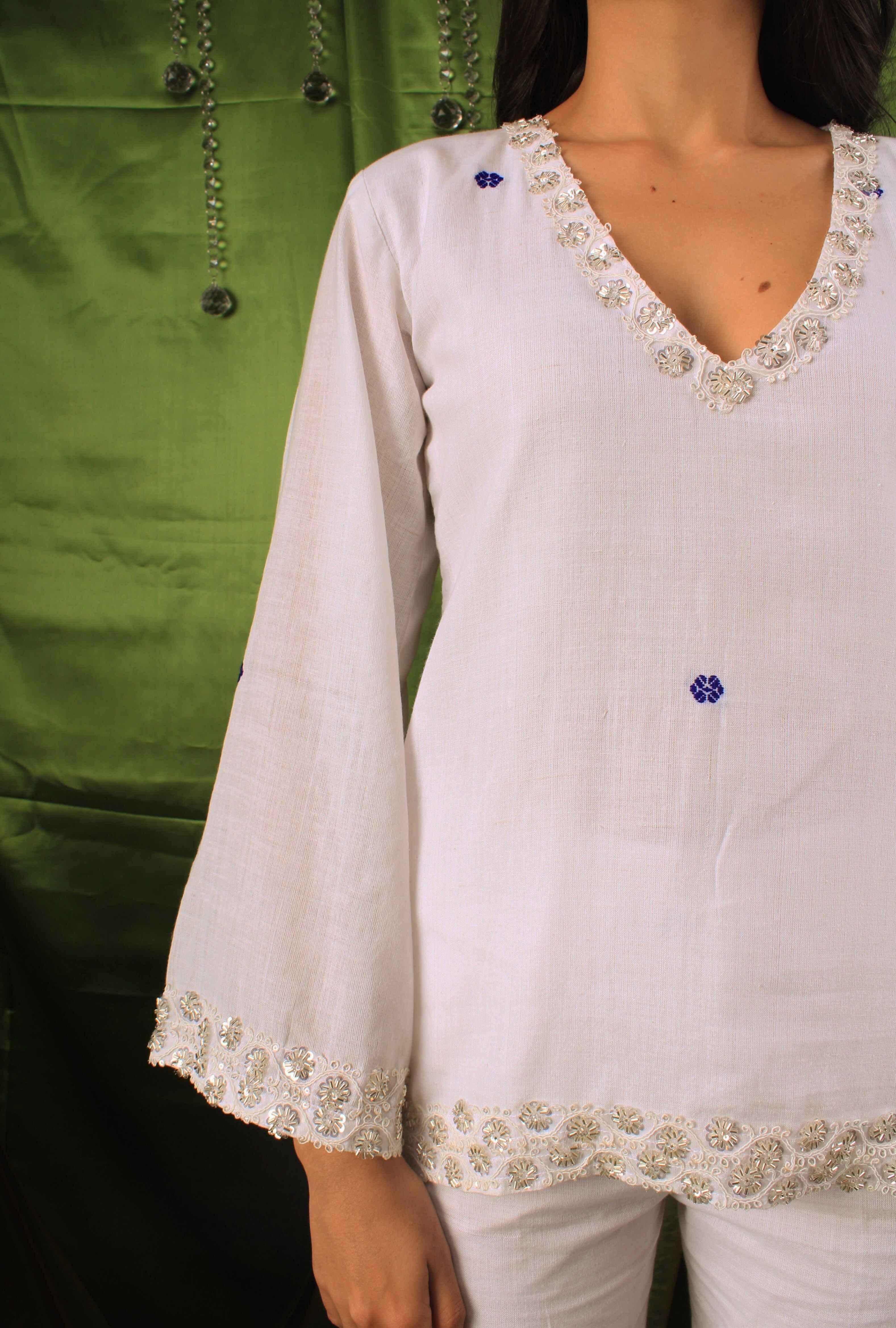 Handwoven Moonstone Ivory Top