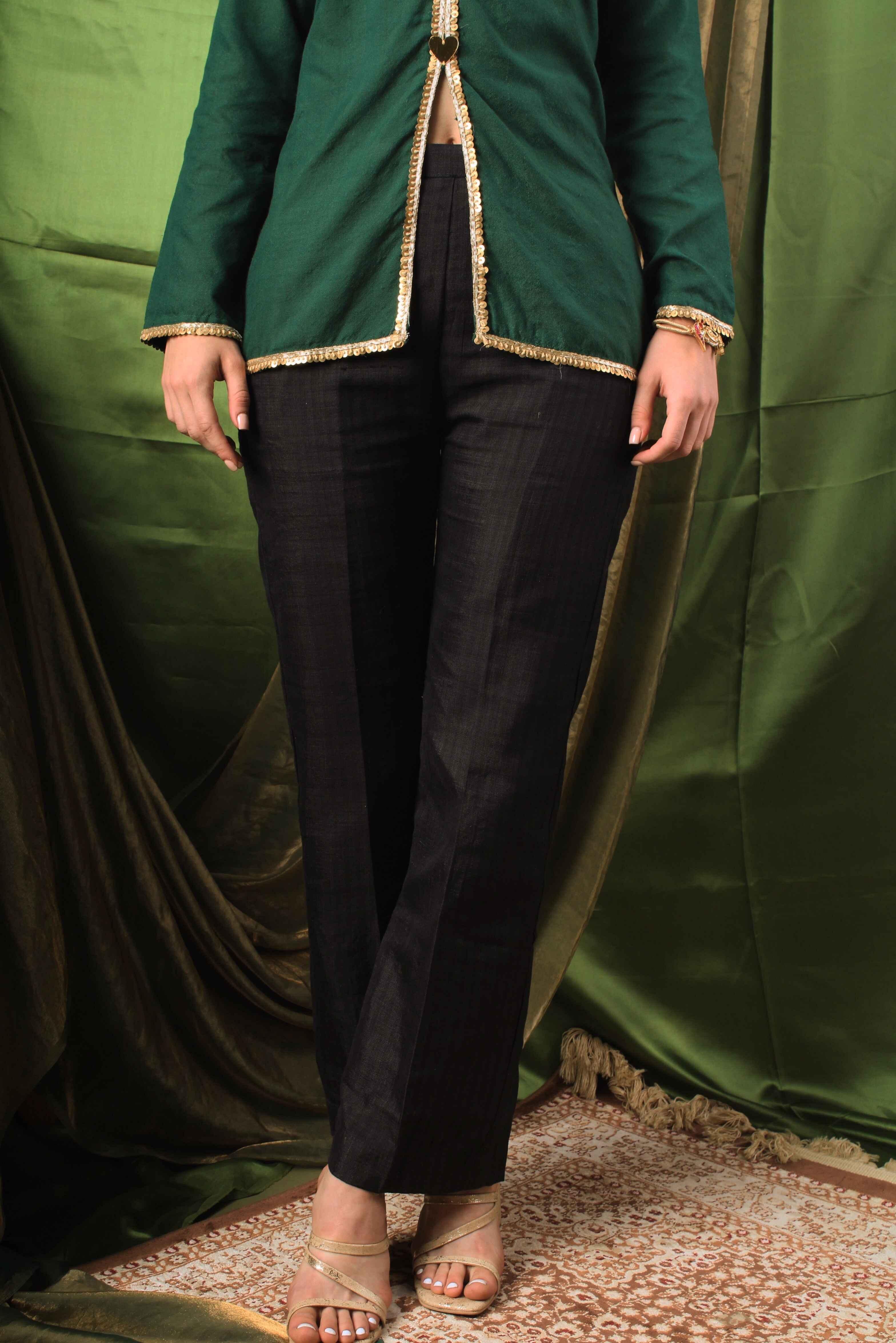 Handwoven Emerald and Onyx Co-ord Set