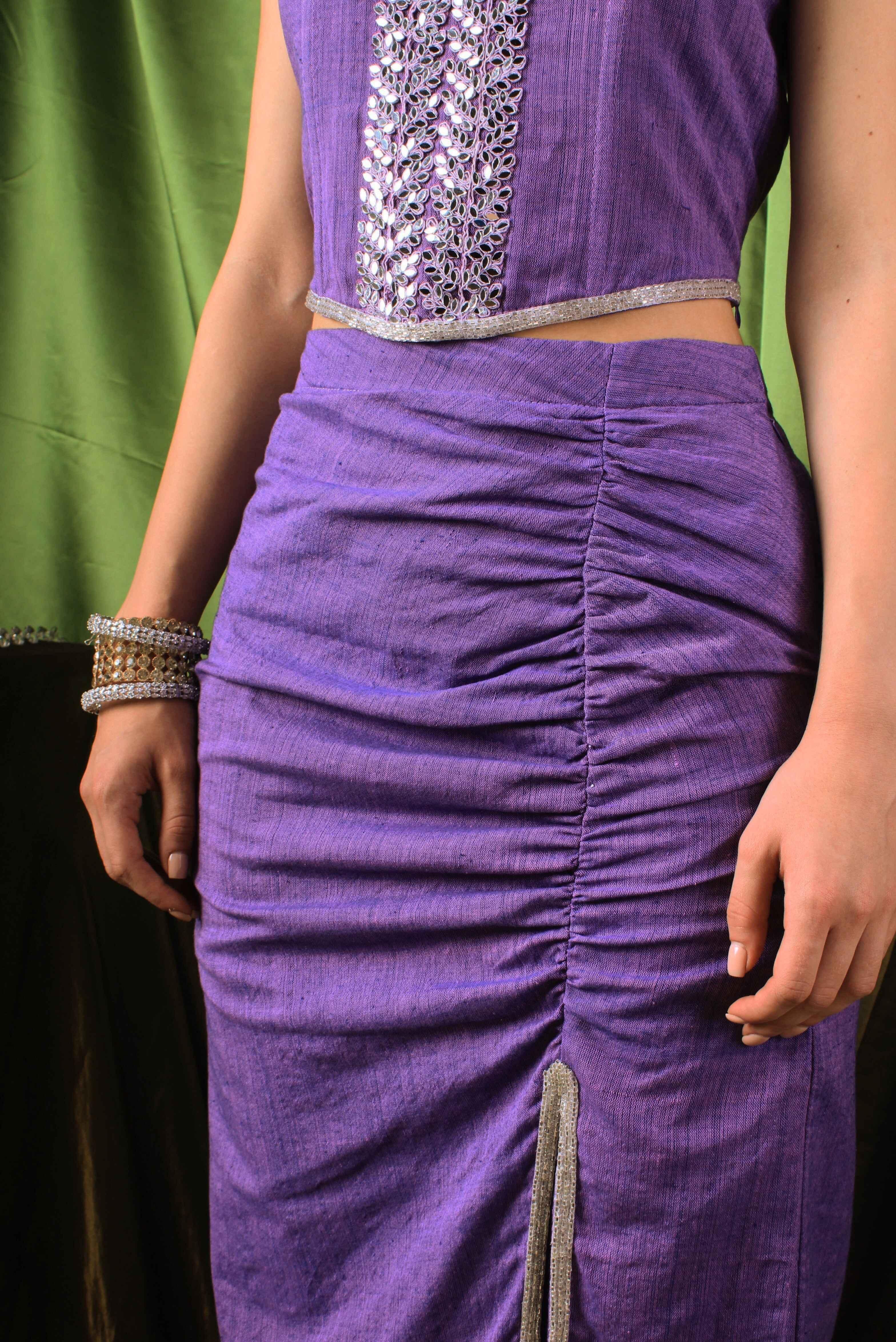 Handwoven Amethyst Ruched Skirt